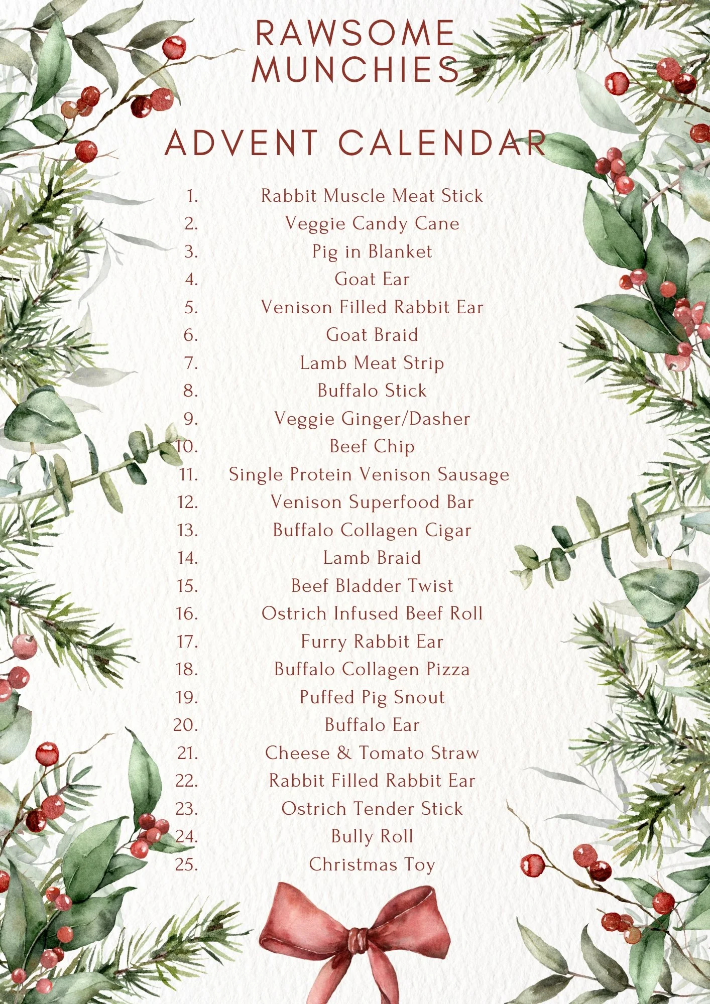 Green White Watercolor Botanical Flowers Christmas Menu A4-3.jpg