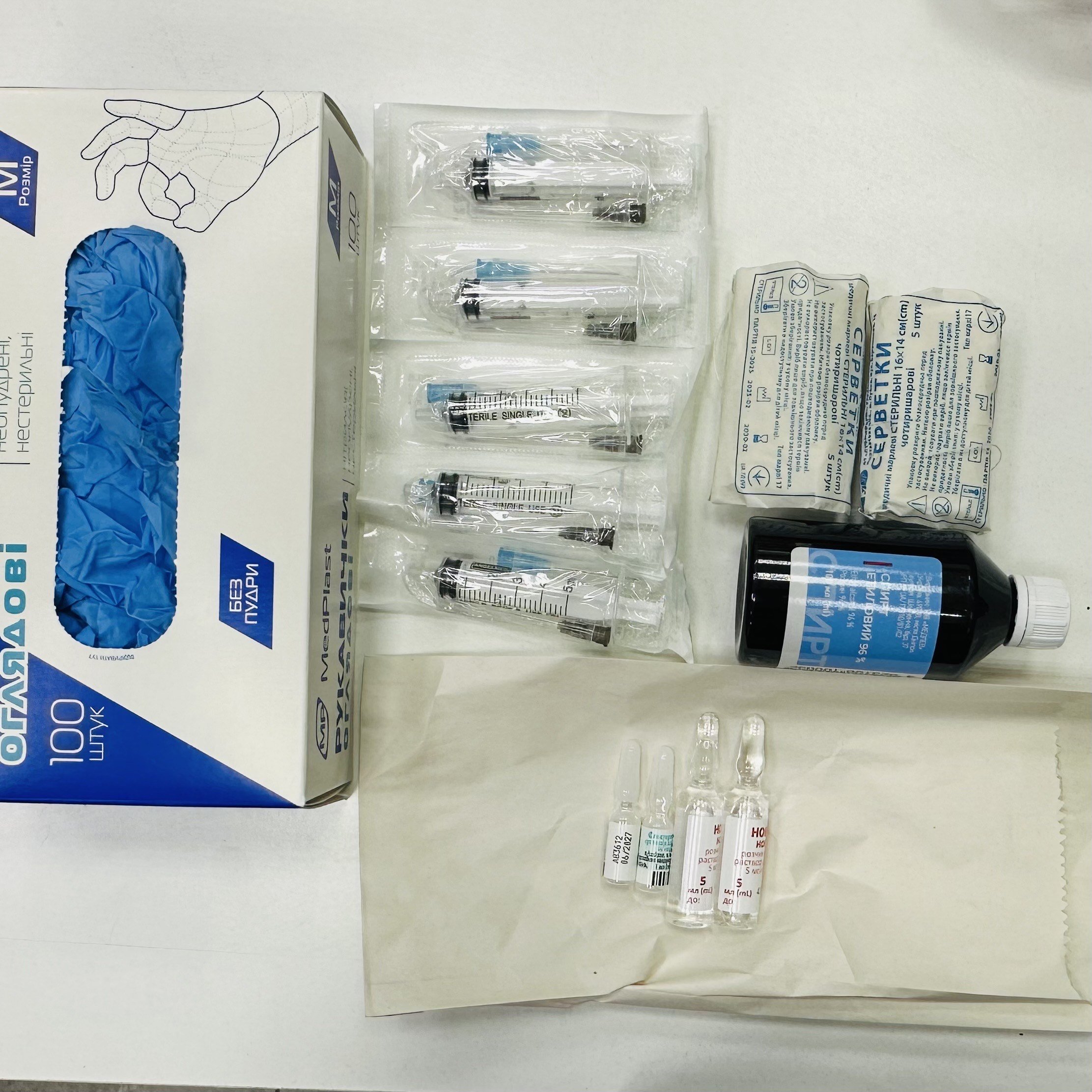 Medicine and gloves