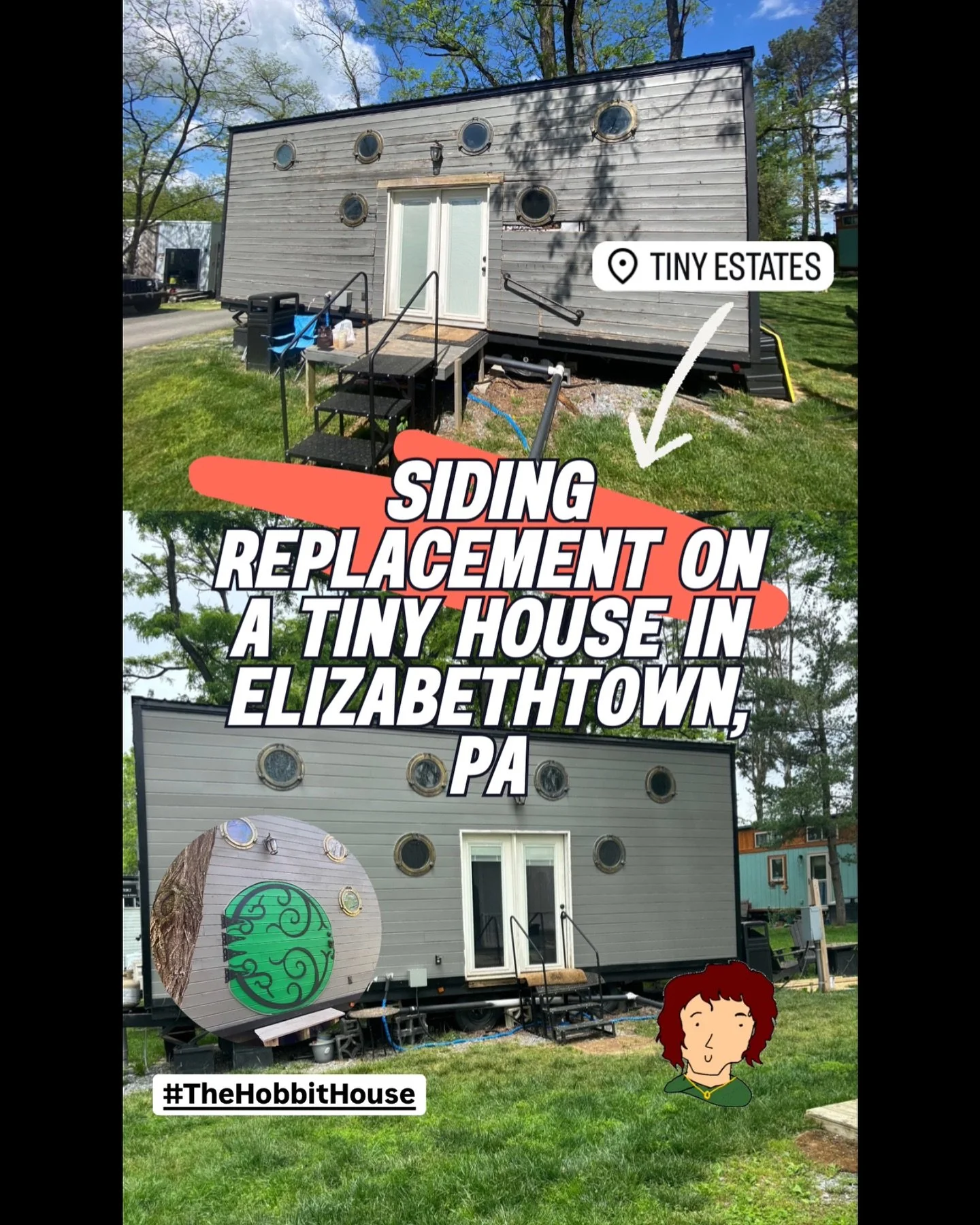 Throwback to our Hobbit-themed tiny house project in Elizabethtown, PA! 🏡✨ This was a unique one&mdash;complete with port hole windows, a custom hobbit door, and all the charm you&rsquo;d expect from a tiny house inspired by the Shire. 🌿

Here&rsqu