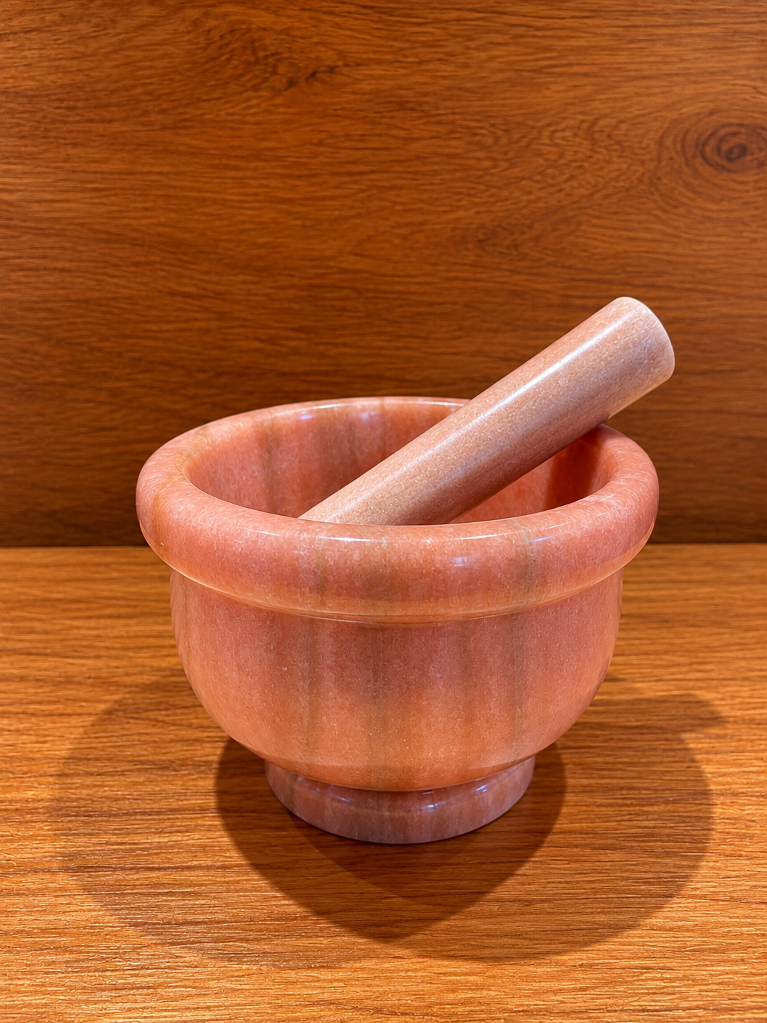 vintage pink marble pestle and mortar
