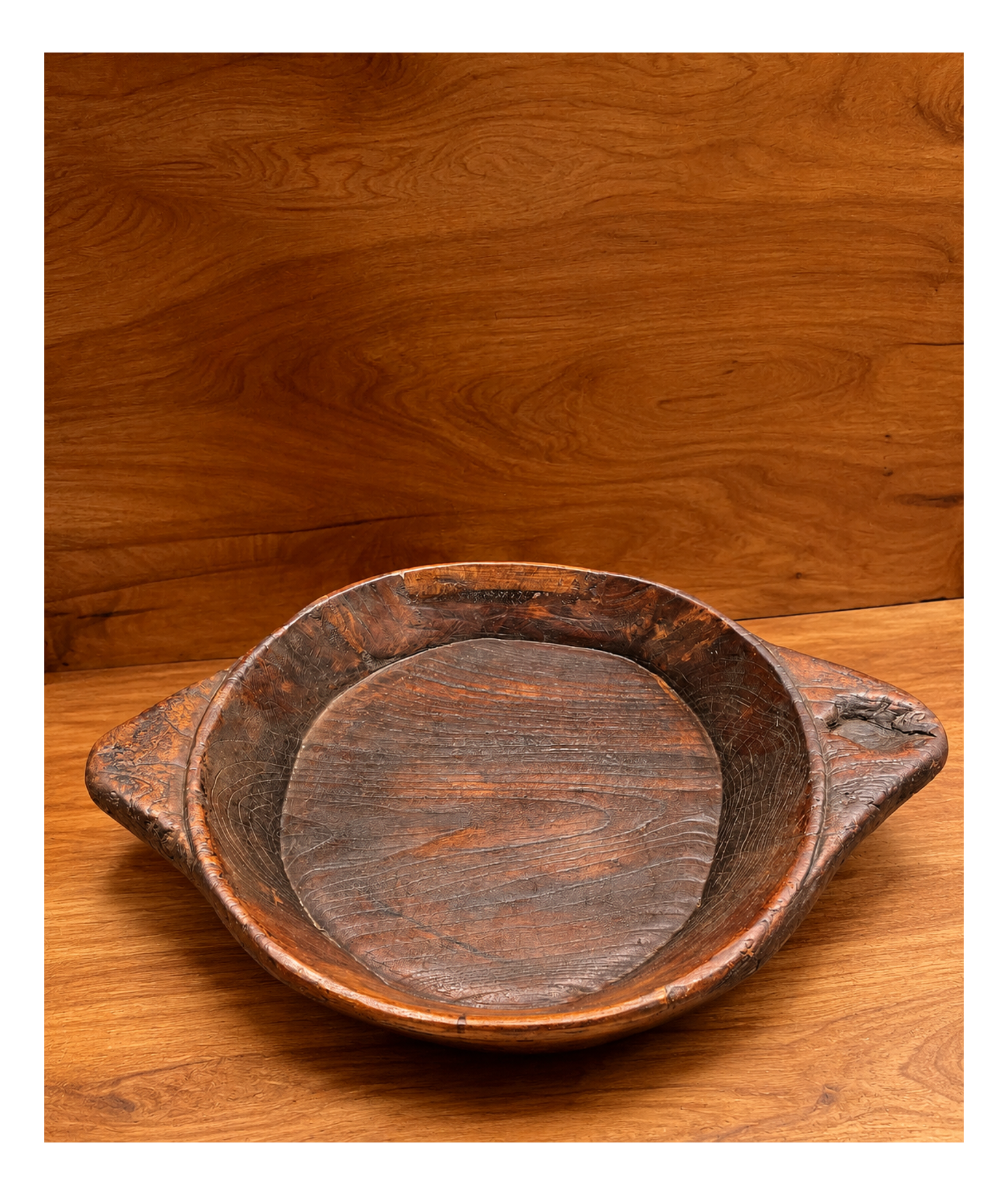 Vintage wood chapati bowl India