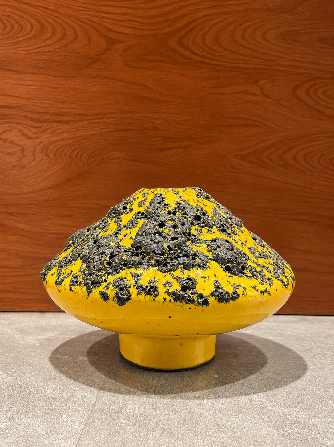 Yellow vintage art space age pottery vase