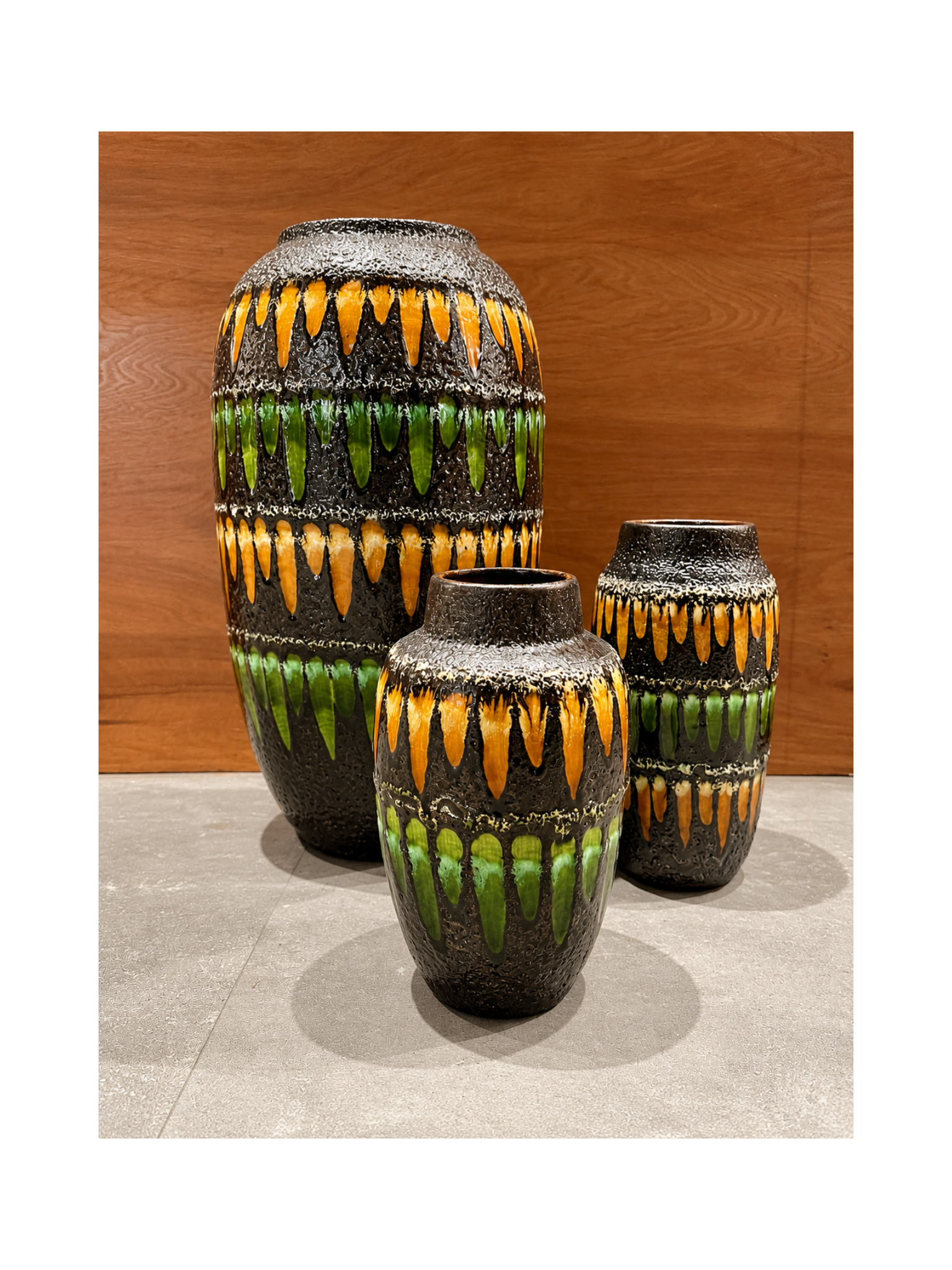 vintage Scheurich Keramik pottery black green yellow