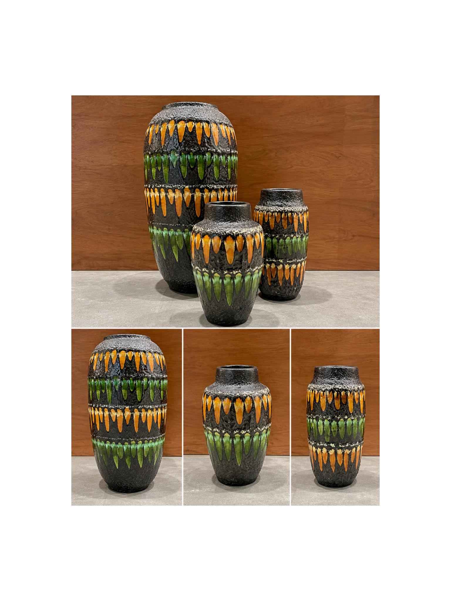 vintage Scheurich Keramik pottery black green yellow