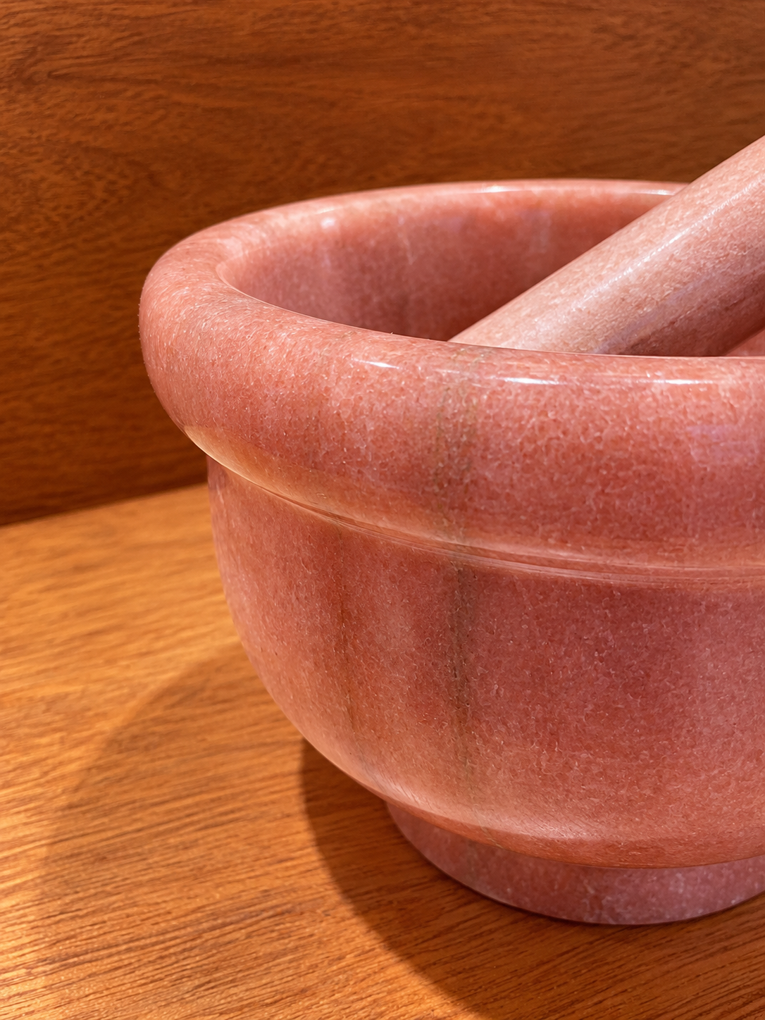 vintage pink marble pestle and mortar