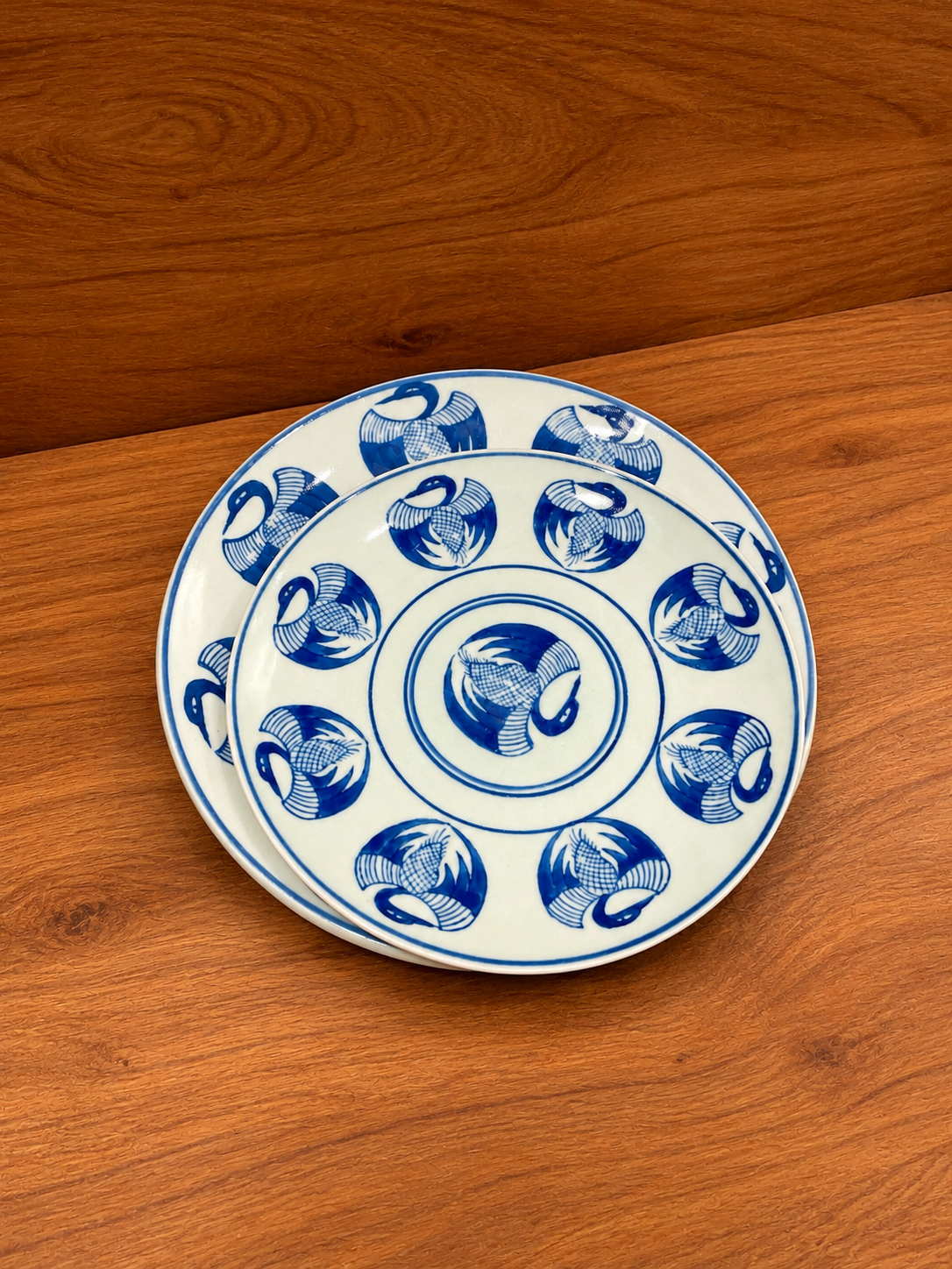 Chinese blue and white crane bird vintage plate