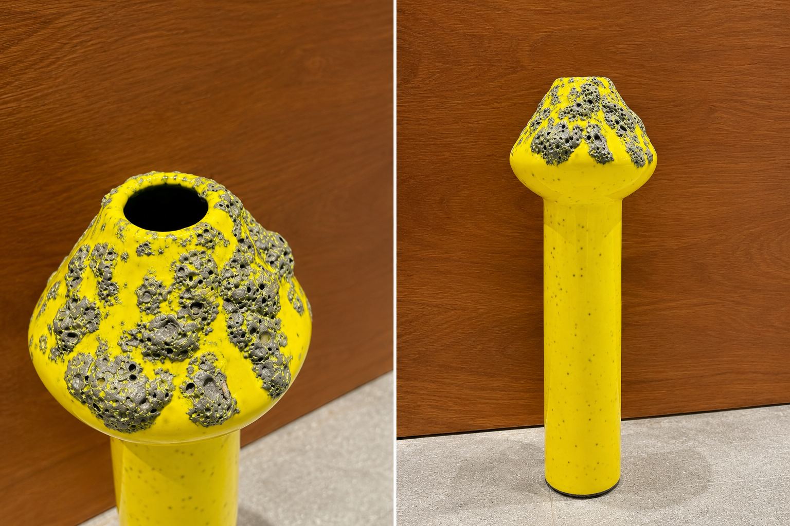 Yellow vintage art vase pottery
