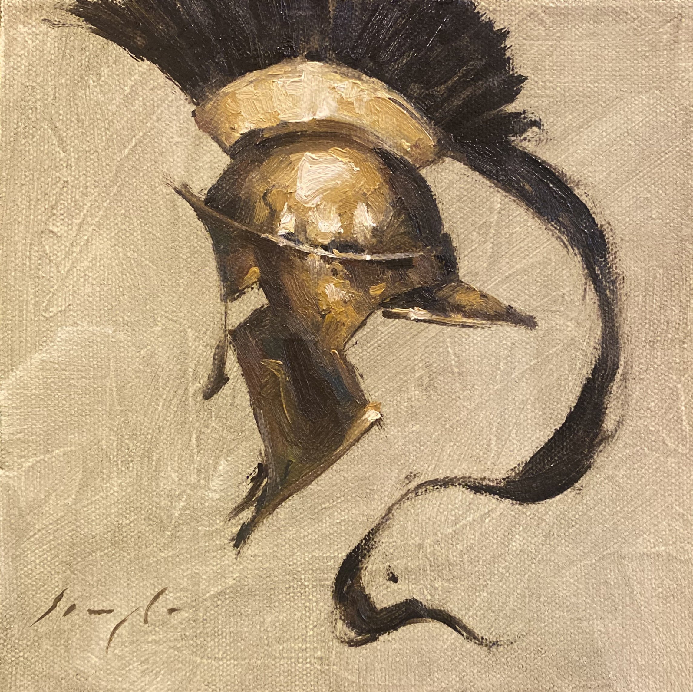 Spartan, oil on canvas, 8" x 8"