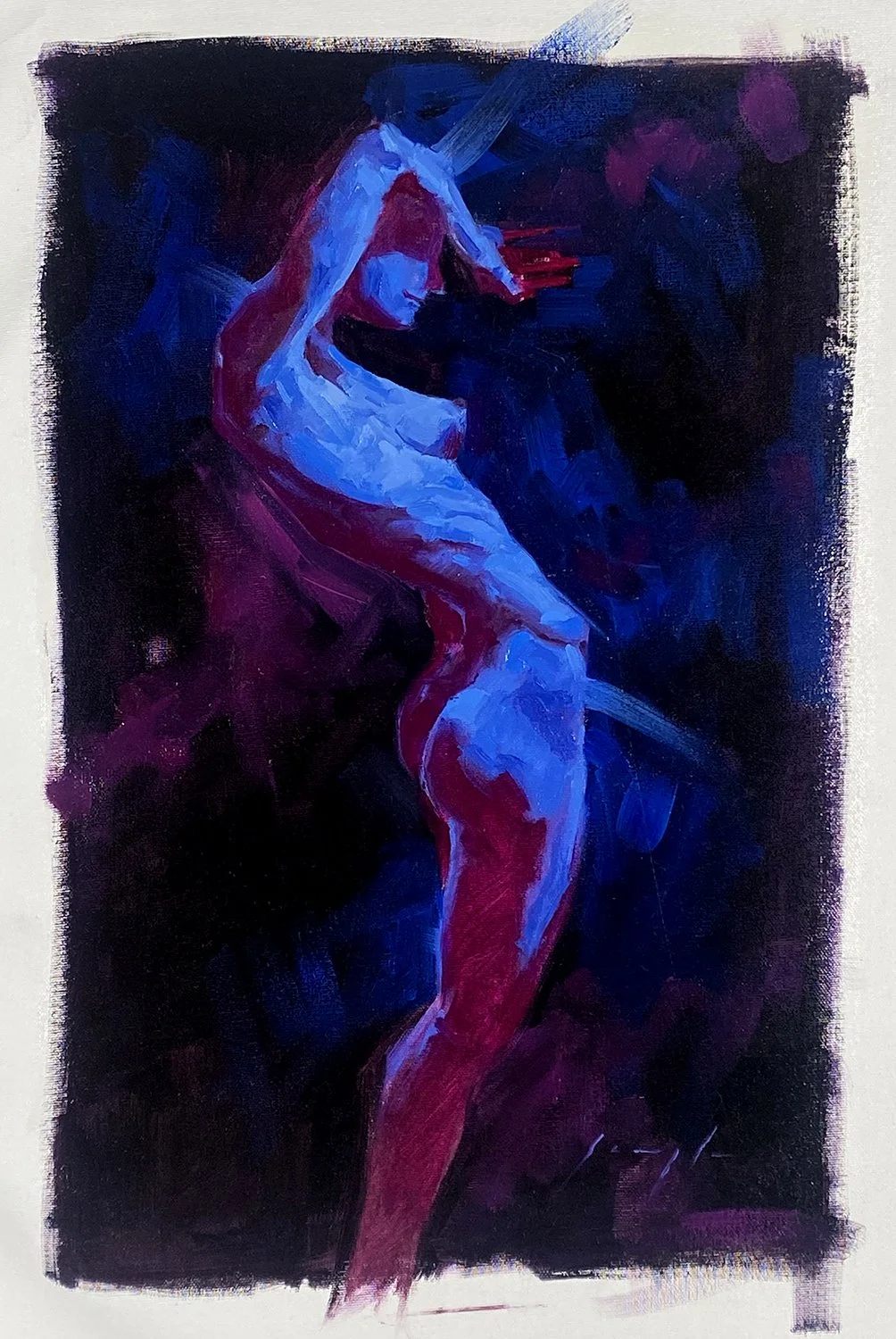 Meditation in Blue - 2, oil on canvas, 12" x 20"