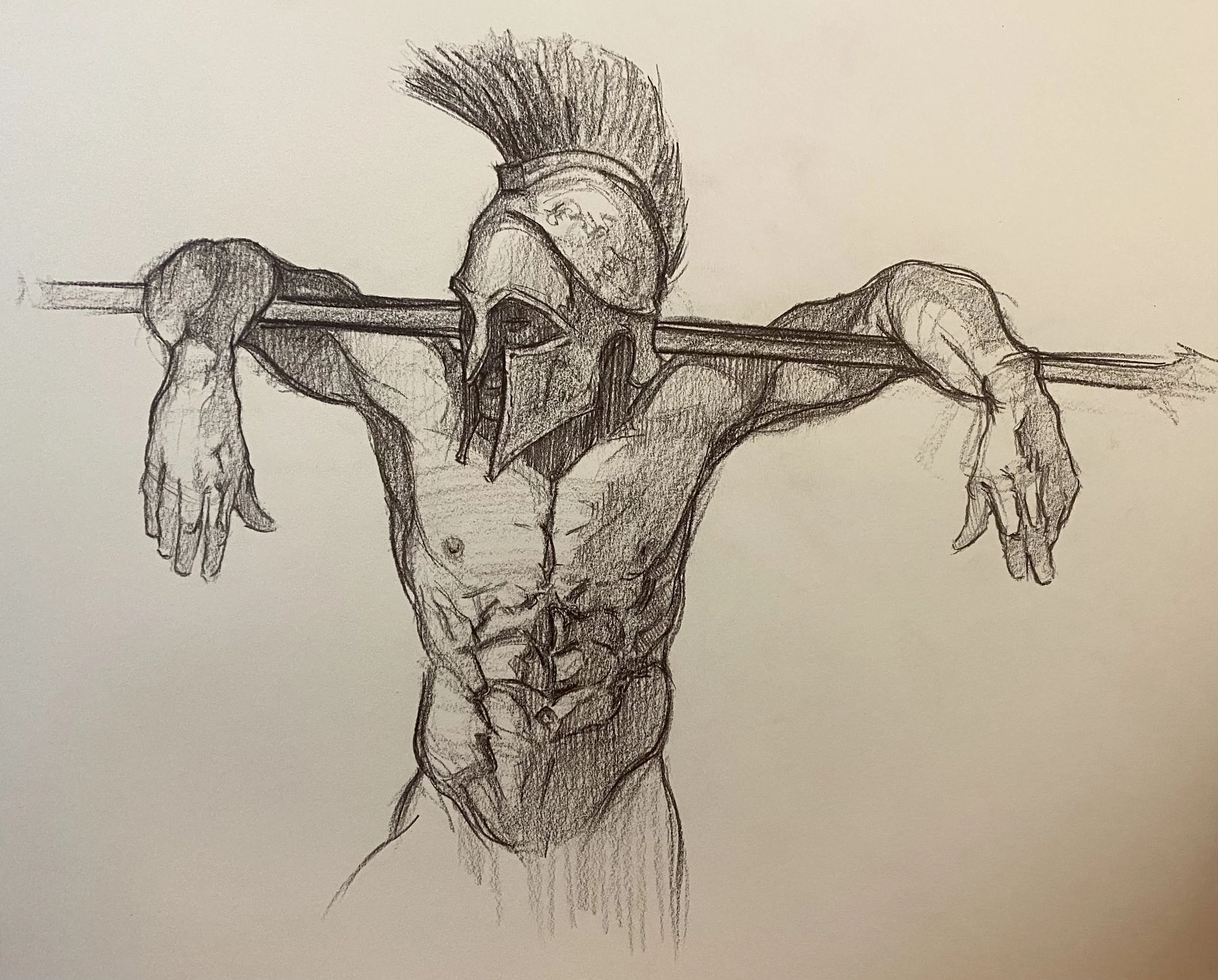 Between Bouts, sepia pencil on paper, 14" x 17"