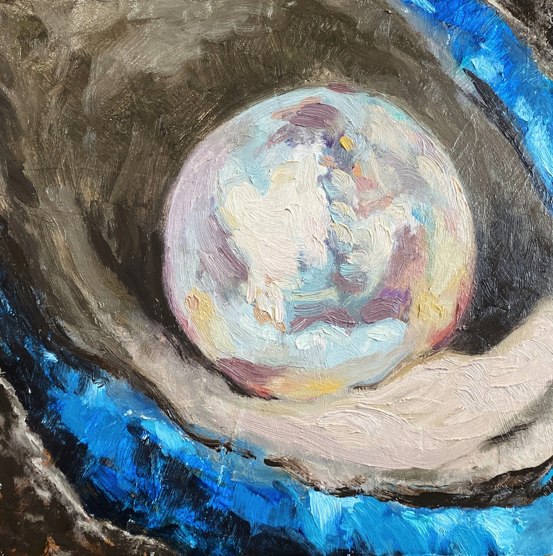 Pearl, oil on panel, 8" x 8"