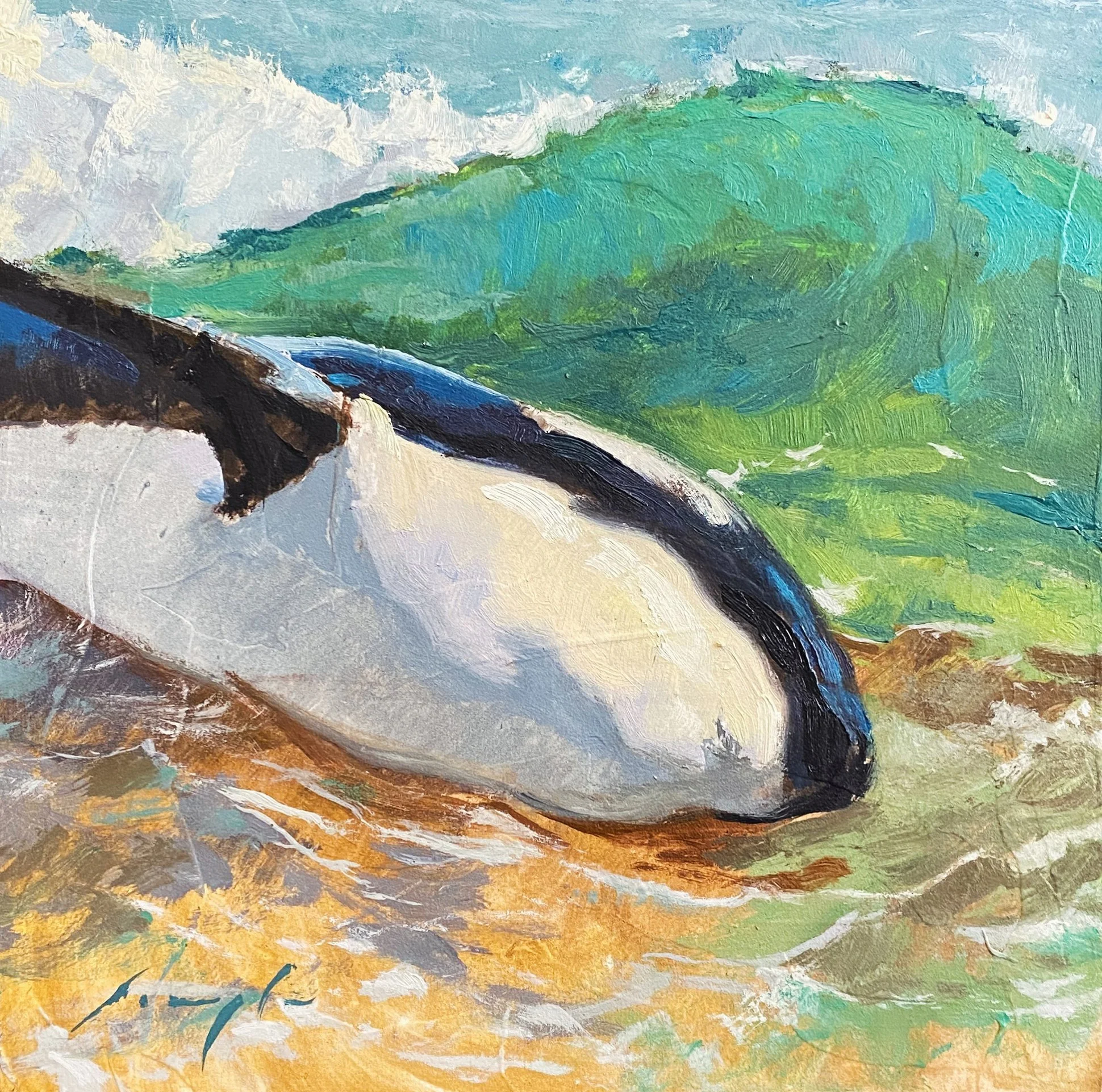 Beached, oil on panel, 8" x 8"