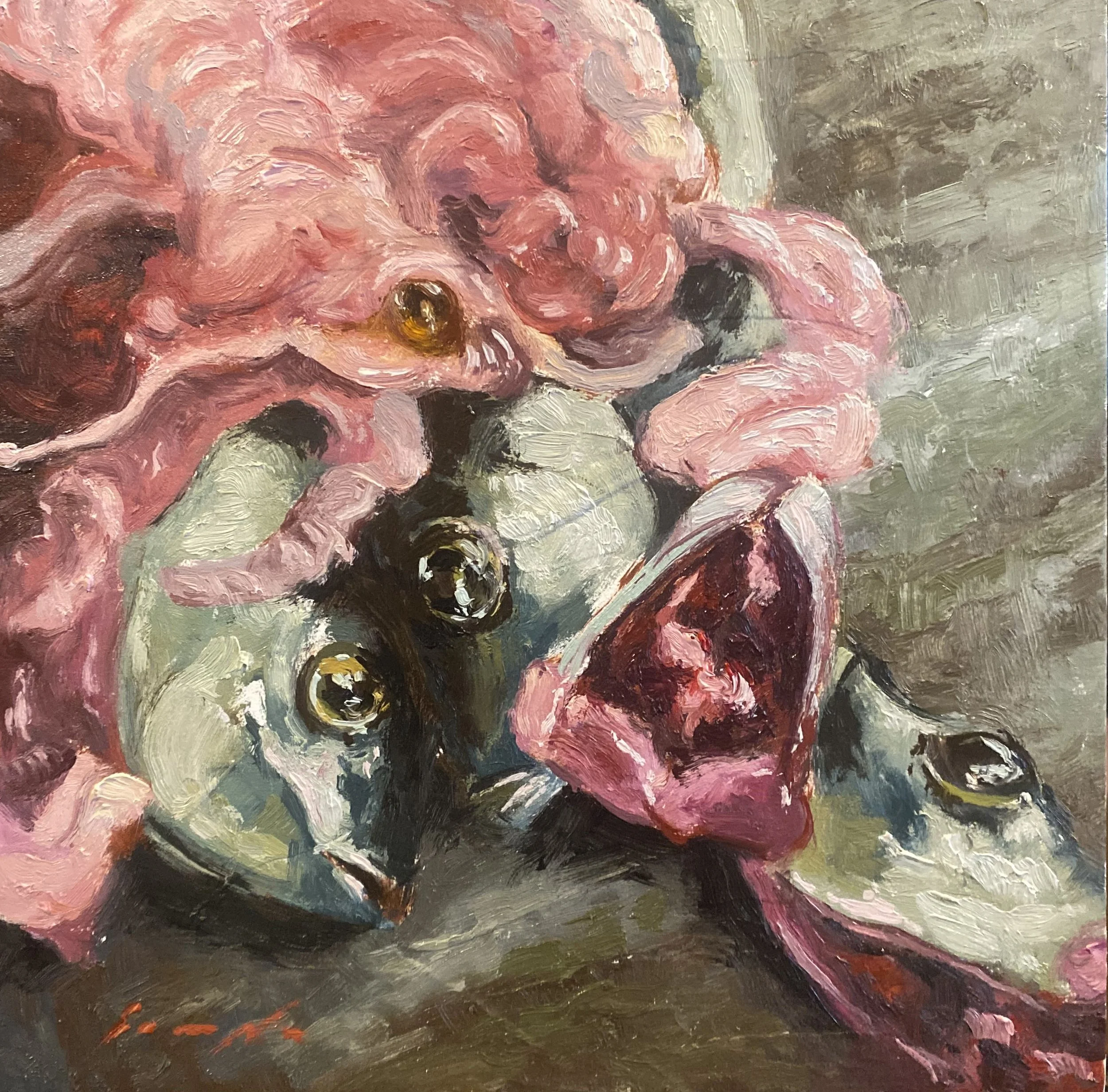Fish Guts, oil on panel, 8" x 8"