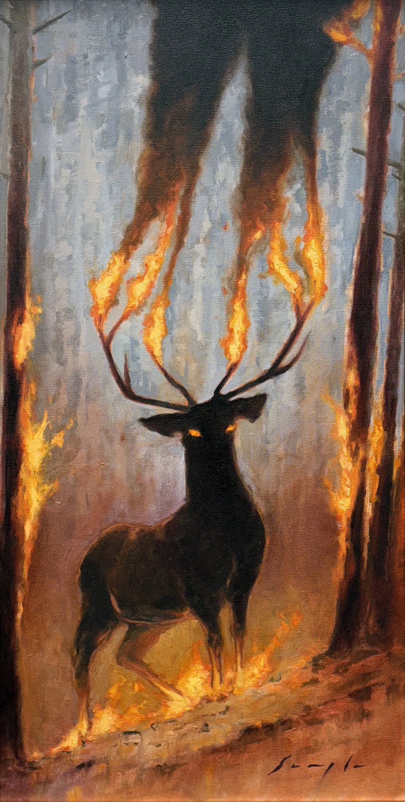 The Forest's Wrath, oil on canvas, 18" x 36"