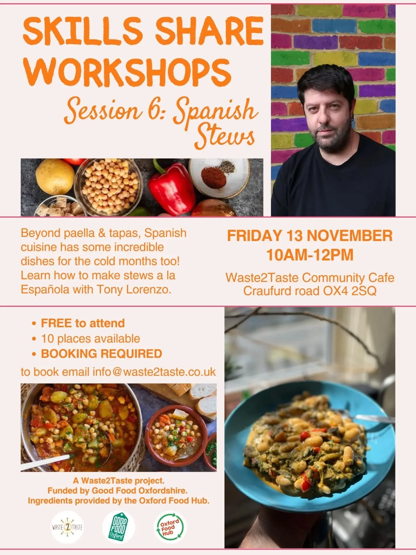 Bookings for our next food Skills Share workshop are open! Send an email to info@waste2taste.co.uk to secure your place 😉

Potaje is the name of the topical Spanish stew, which you can make with more or less anything you have in the fridge and cupbo