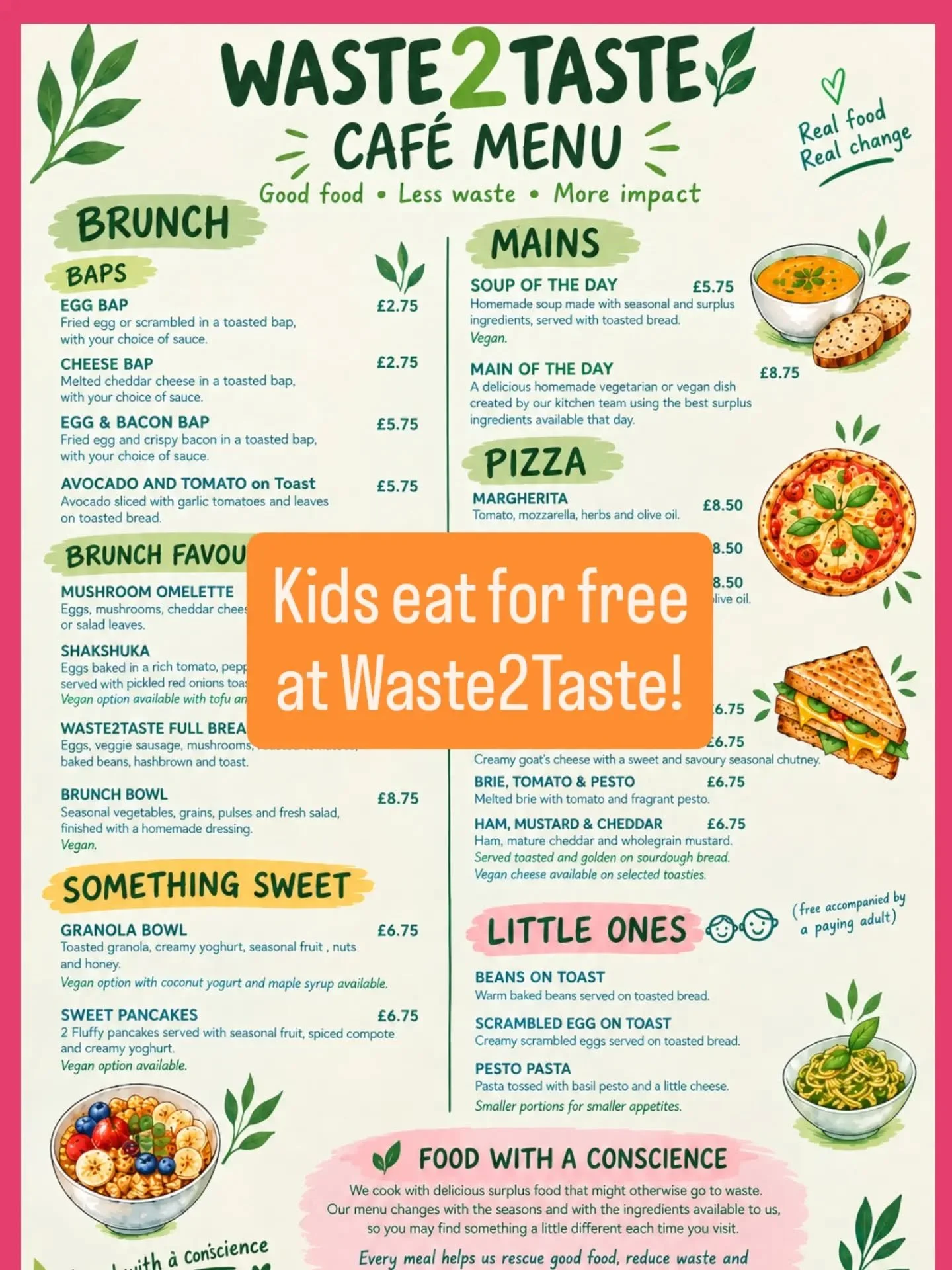 Kids ALWAYS eat for free at Waste2Taste!

If you've been following us for a little while you'll know that we've always offered free kids meals during school breaks: on half terms, Christmas, summer holidays, the little ones could come to our communit
