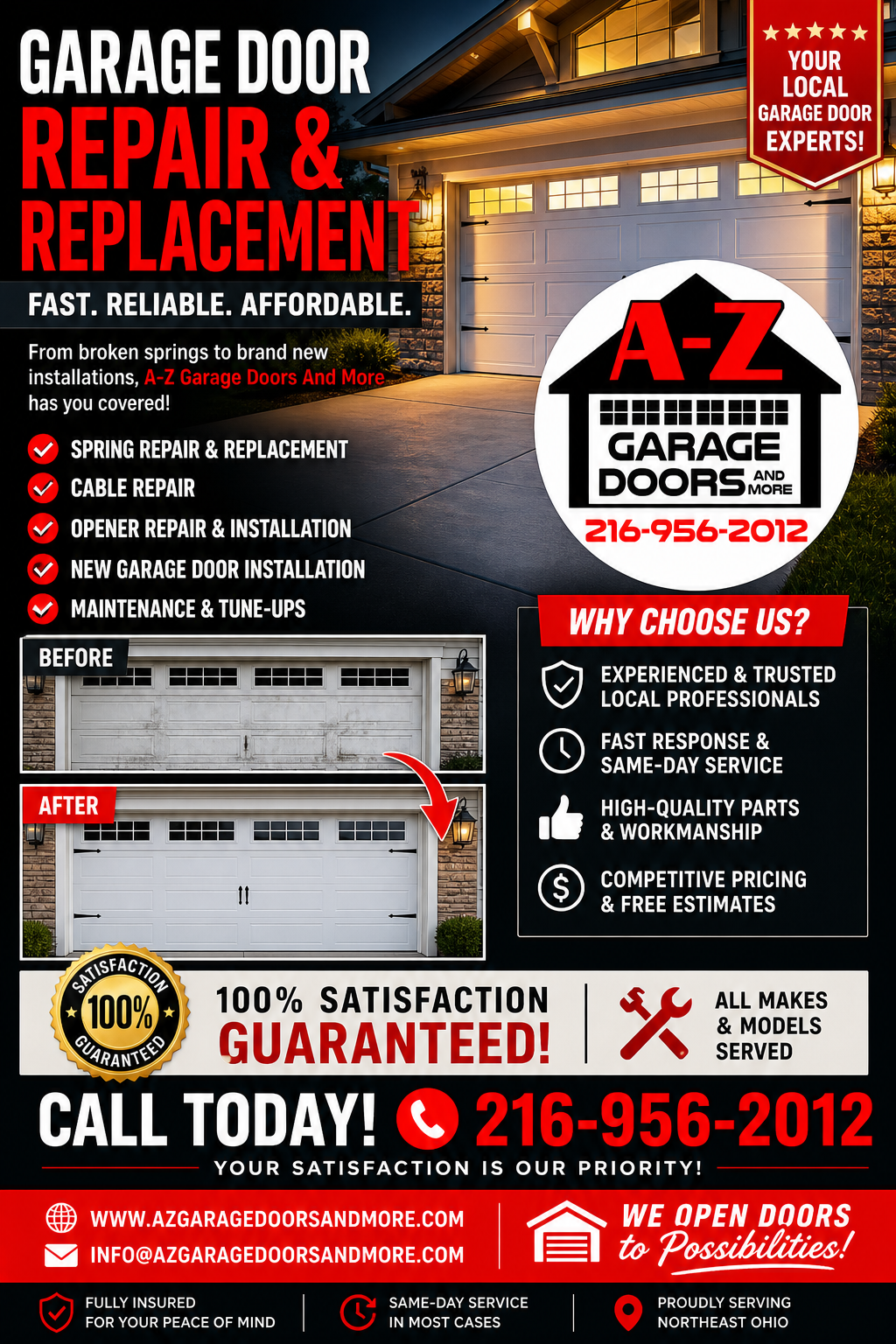 garage door repair, cleveland repair, action door, precision door, garage door replacement