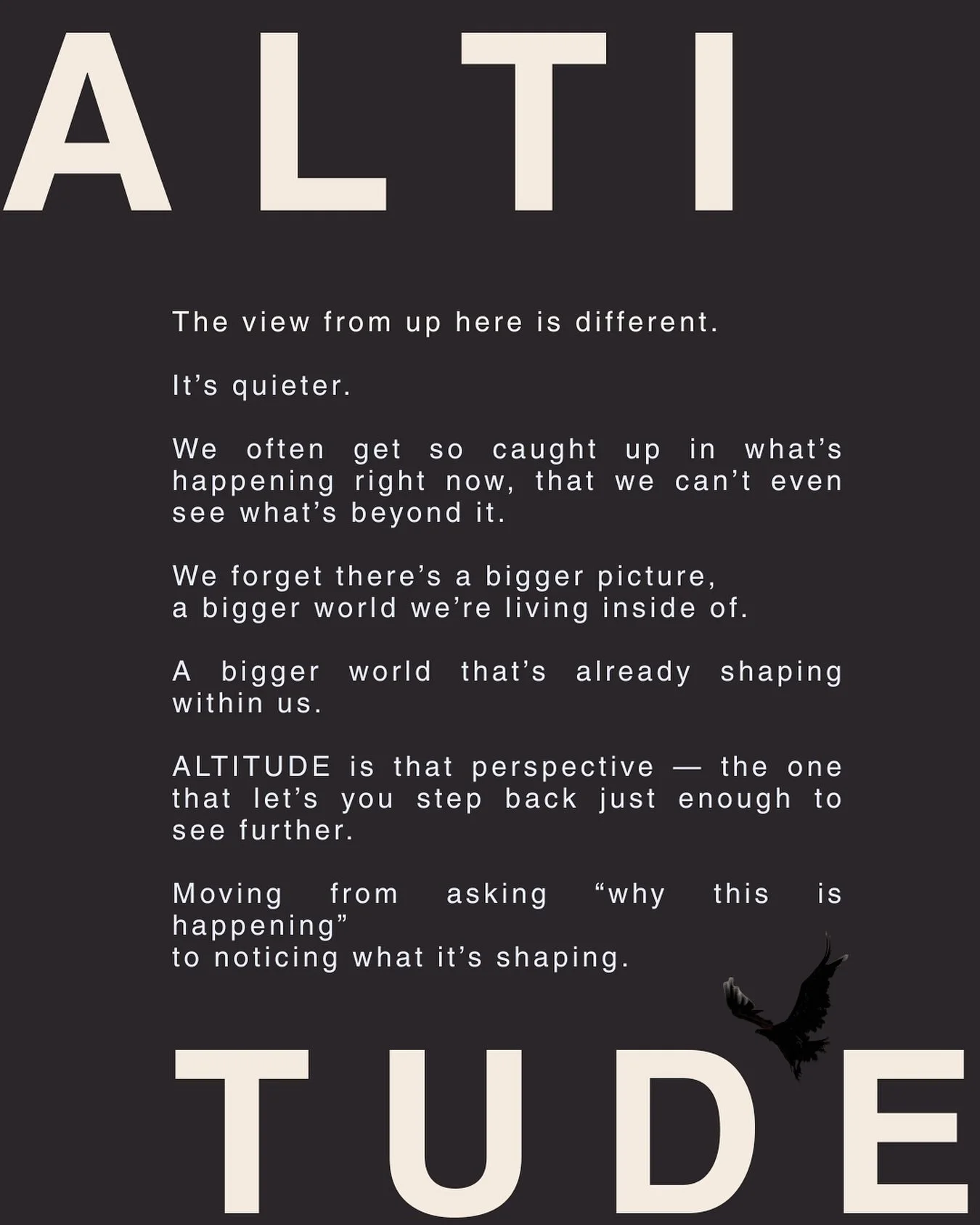 my word of the year, is it really a word though because to me it feels more like a frequency, an approach, an intention.

A L T I T U D E 🦅

Living in Mallorca, high up, with the Mediterranean Sea surrounding me and all views, high up, have allowed 