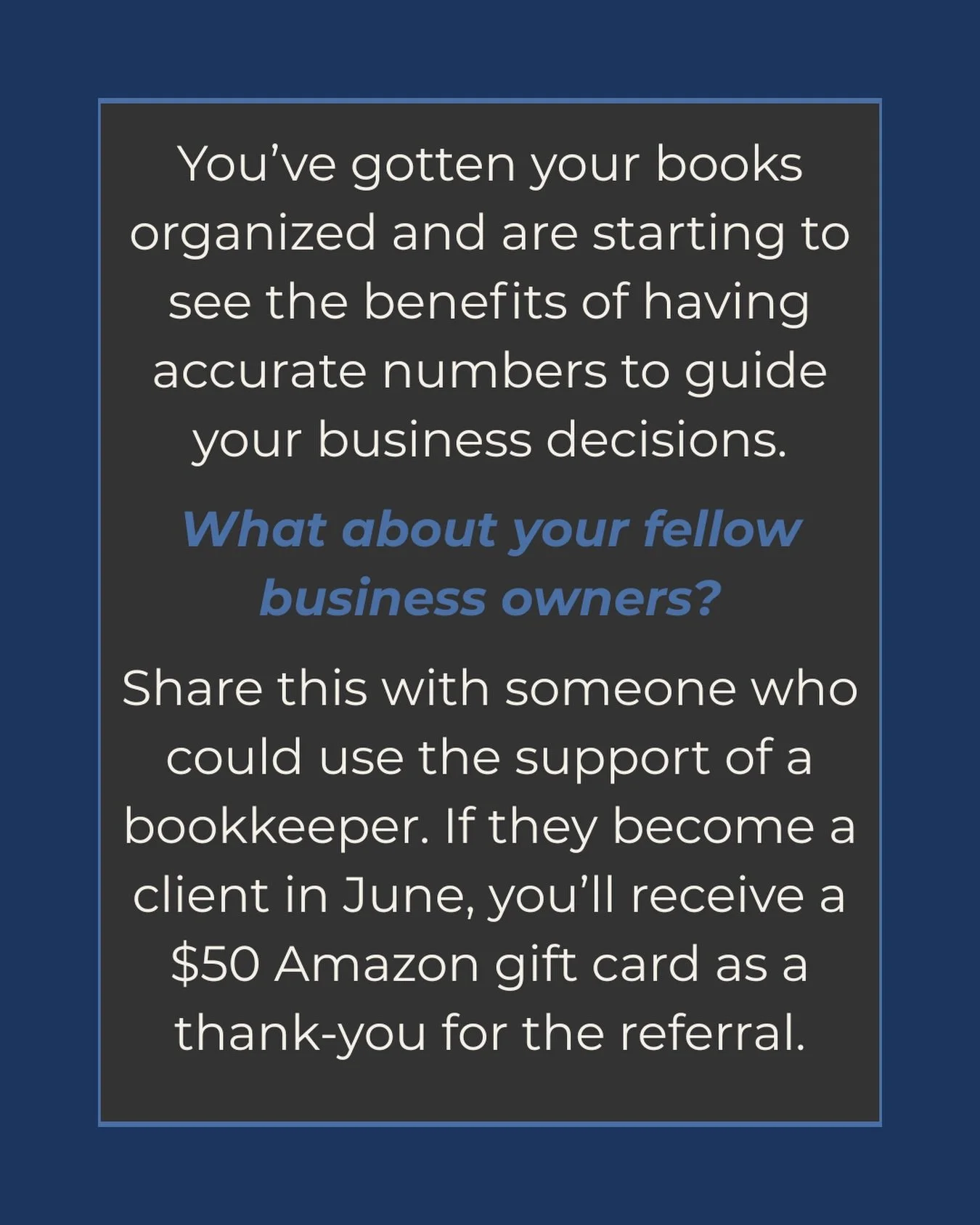Help your friend grow their business AND get a nice little gift for yourself 💰

#Bookkeeping #Canada #SmallBusiness #VirtualBookkeeping #Solopreneur