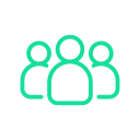 Outline of three people standing together