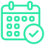 A computer screen showing a calendar with a checkmark on a specific date, indicating an appointment or event scheduled.