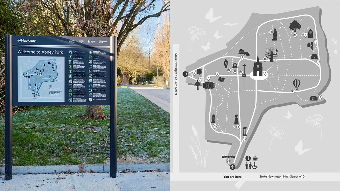 Abney Park welcome map sign2