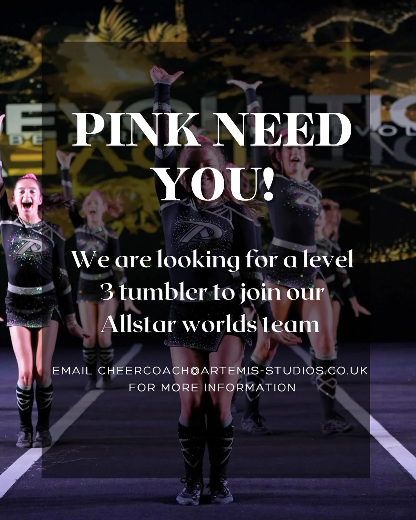 Do you want to go to Allstar worlds?🌏

We are looking for a level 3 tumbler to join Pink Diamonds for the 25/26 season ✨

Make history with us as we step onto the Allstar Worlds stage for the first time 🤩

Born 2007-2012

Contact us for more detail