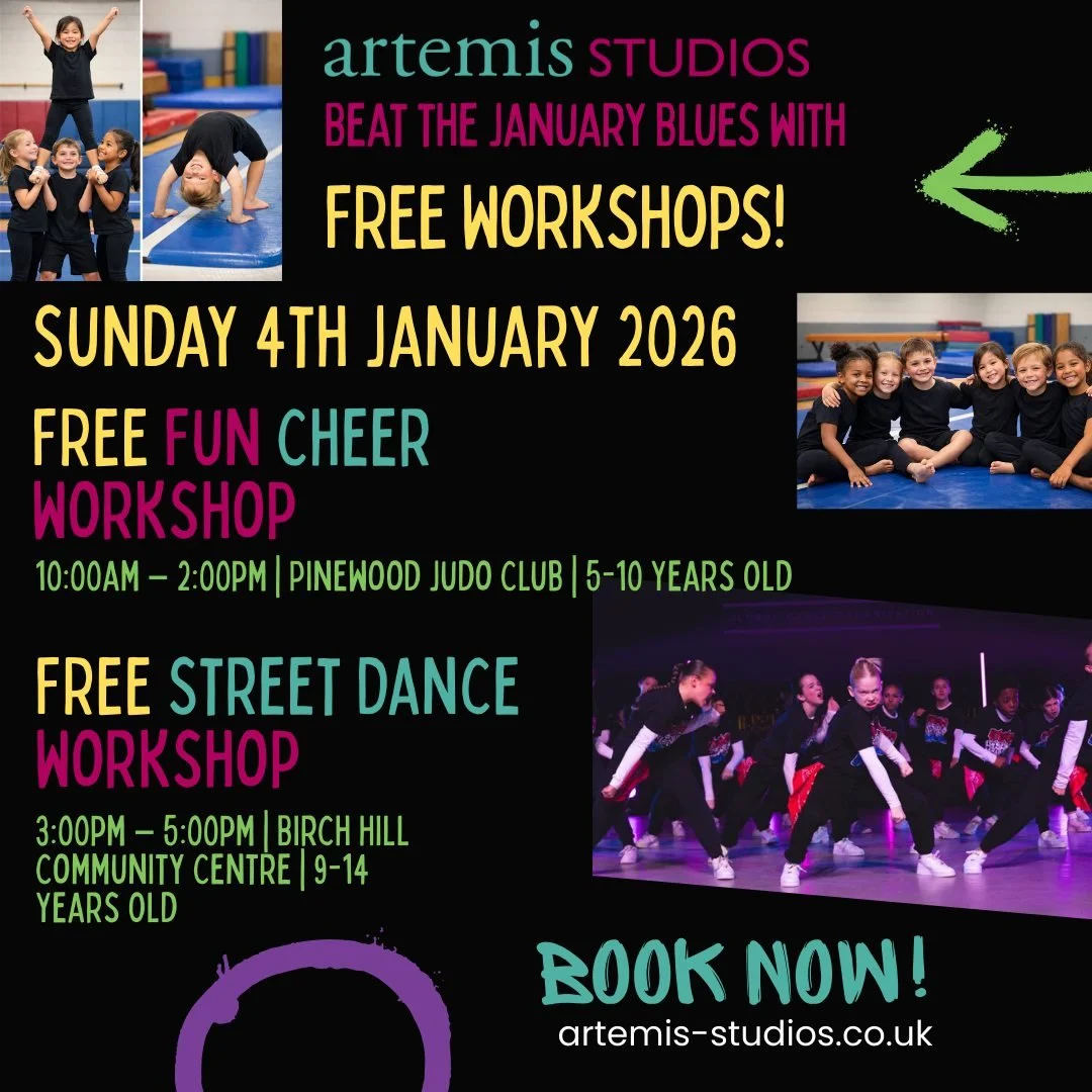 Beat the January Blues with FREE Workshops!

Sunday 4th January 2026

Booking required: https://artemis-studios.co.uk/january-2026-workshops

Kick off the new year with something fun, active, and completely FREE! Whether you&rsquo;re already part of 