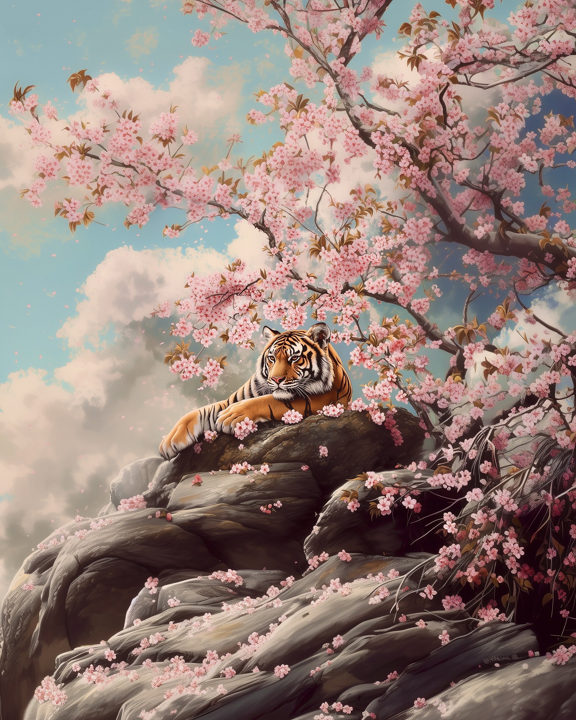 Tiger Beneath the Blossoms