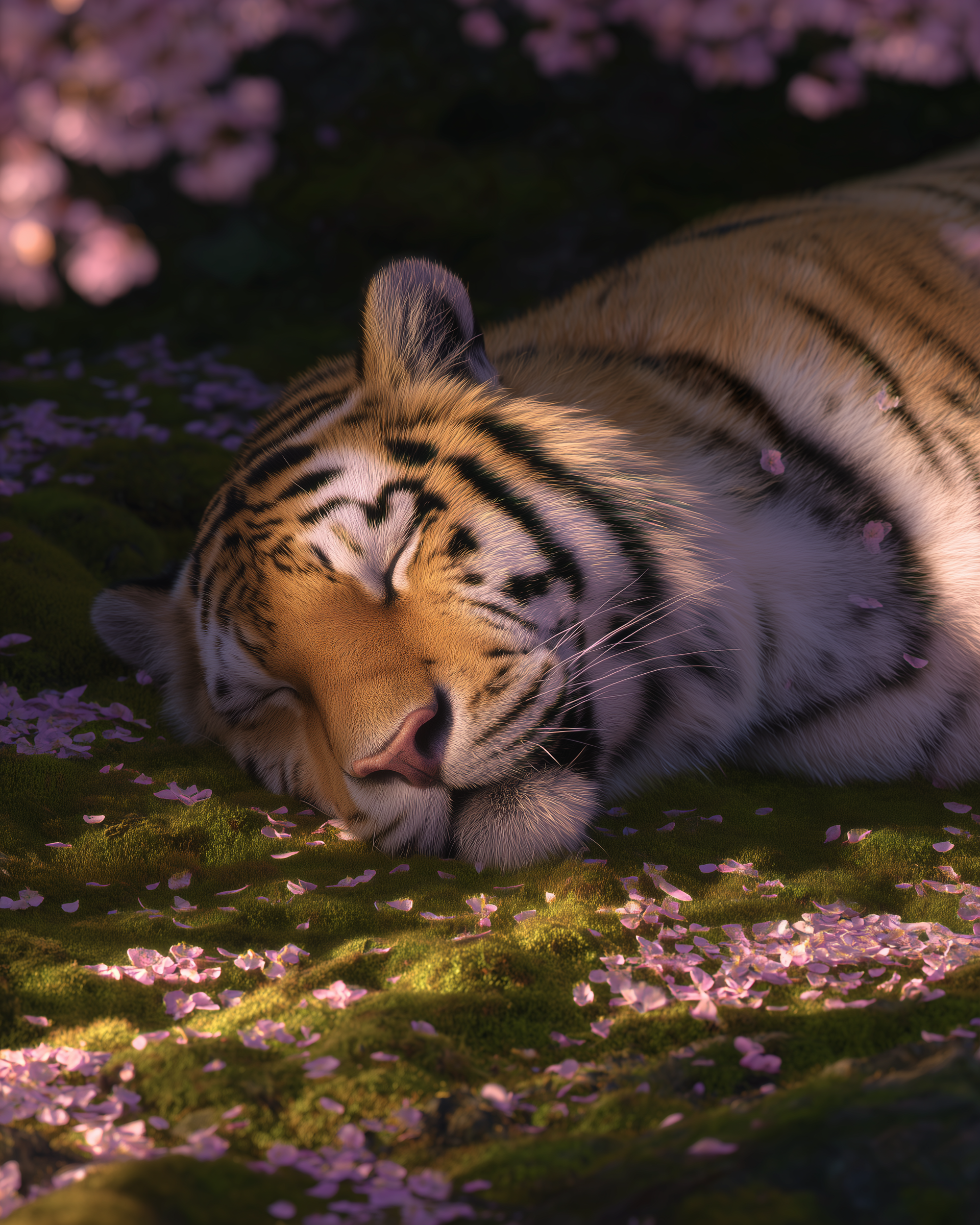 Tiger Beneath the Blossoms