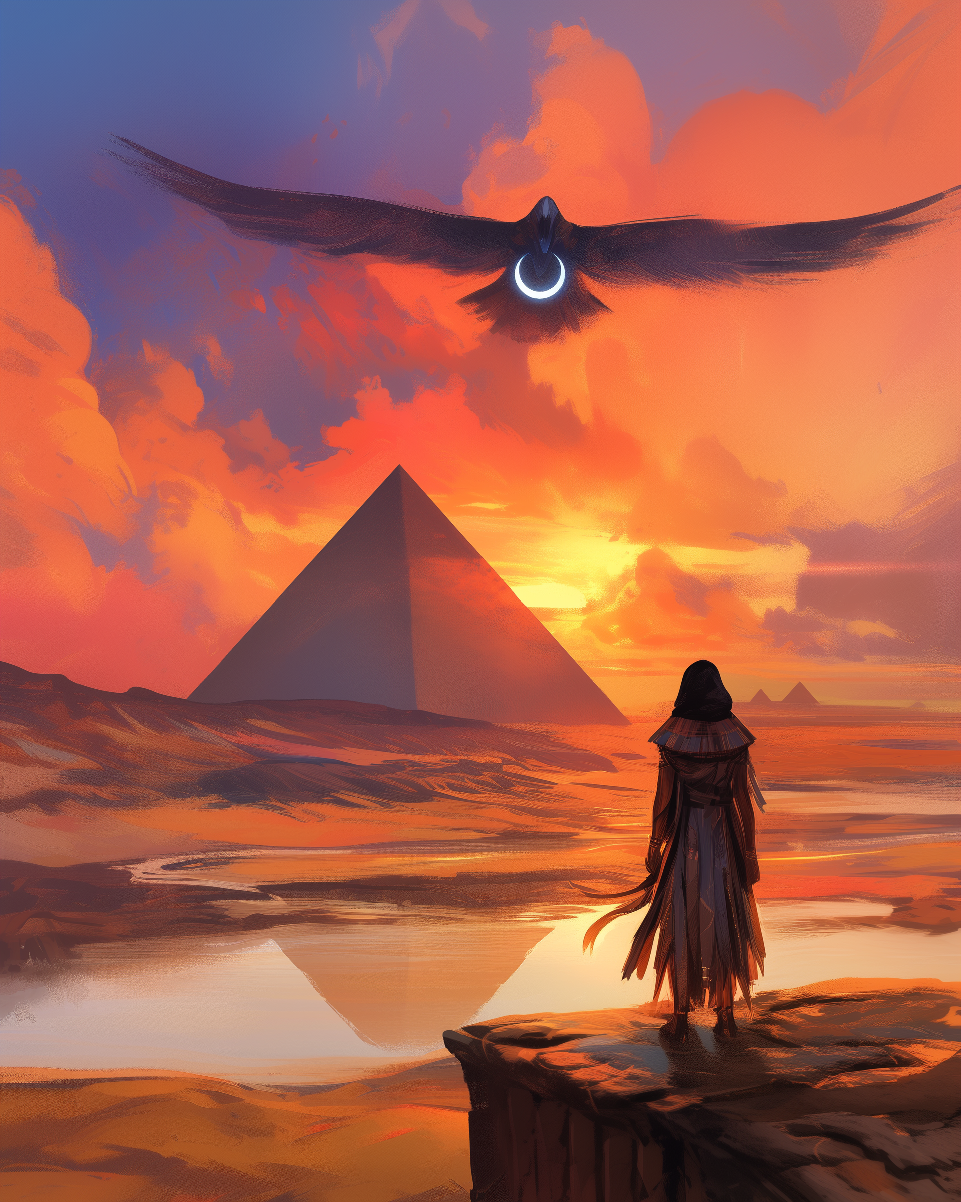 Horus is one of the most important and powerful gods in ancient Egyptian mythology. He’s usually depicted as a falcon or a man with a falcon’s head, and he represents kingship, the sky, and protection.