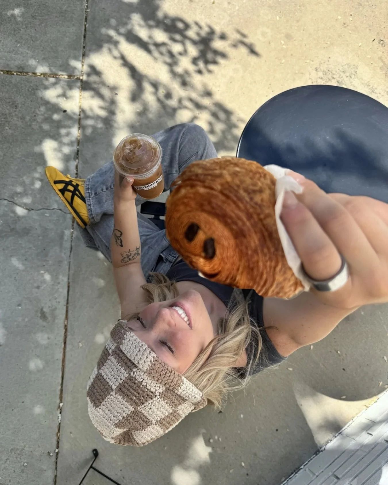 choc croissant + latte combo, feeling unstoppable