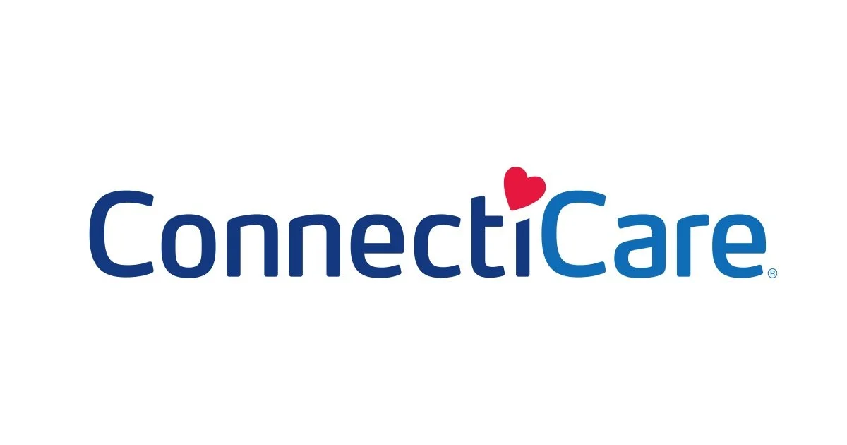 ConnectiCare logo with blue text and a red heart above the letter 'i' on a white background.