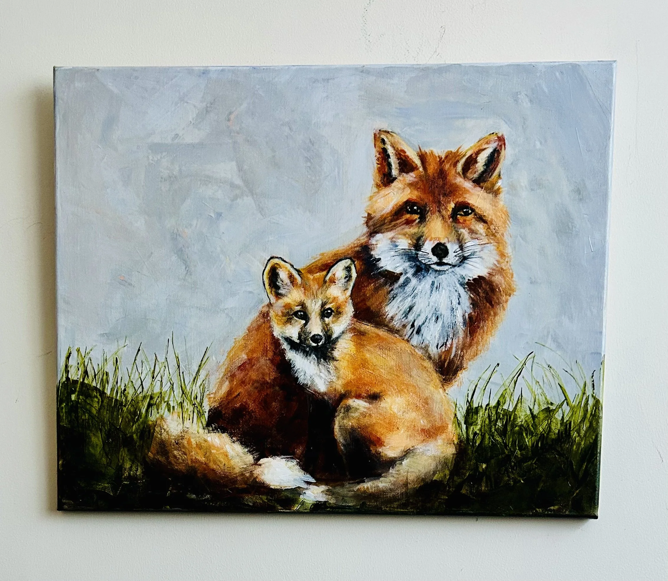 Fox Family Canvas Painting