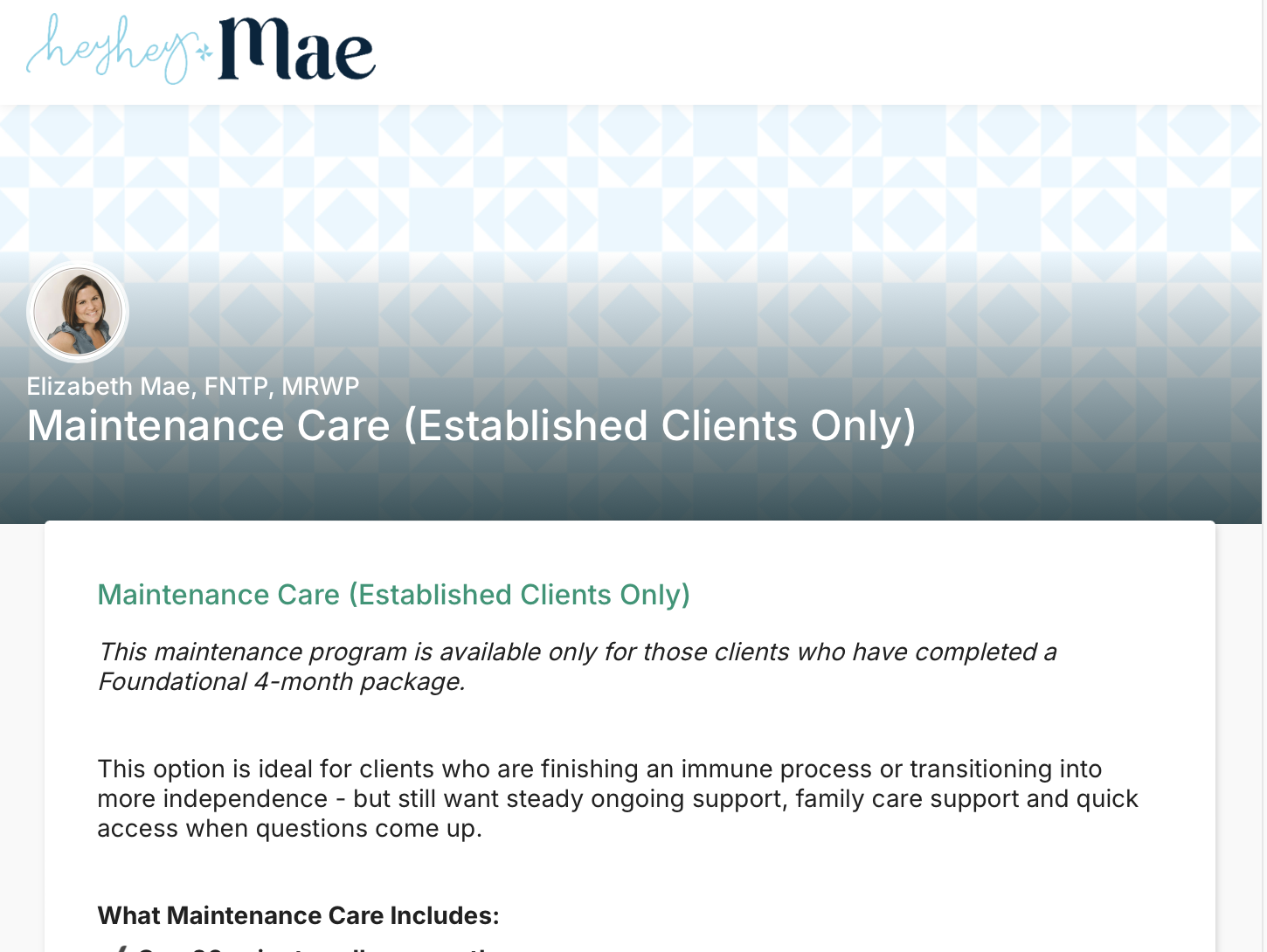New Option for Past &amp; Current Clients: Maintenance Care