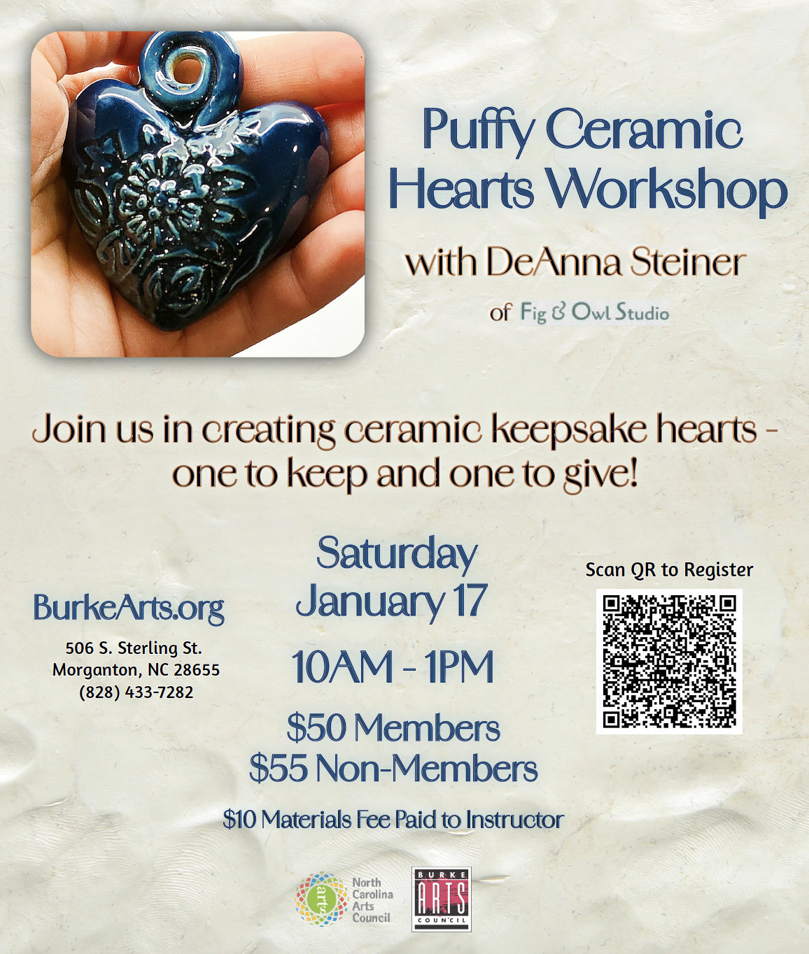 Puffy Ceramic Hearts Workshop with DeAnna Steiner