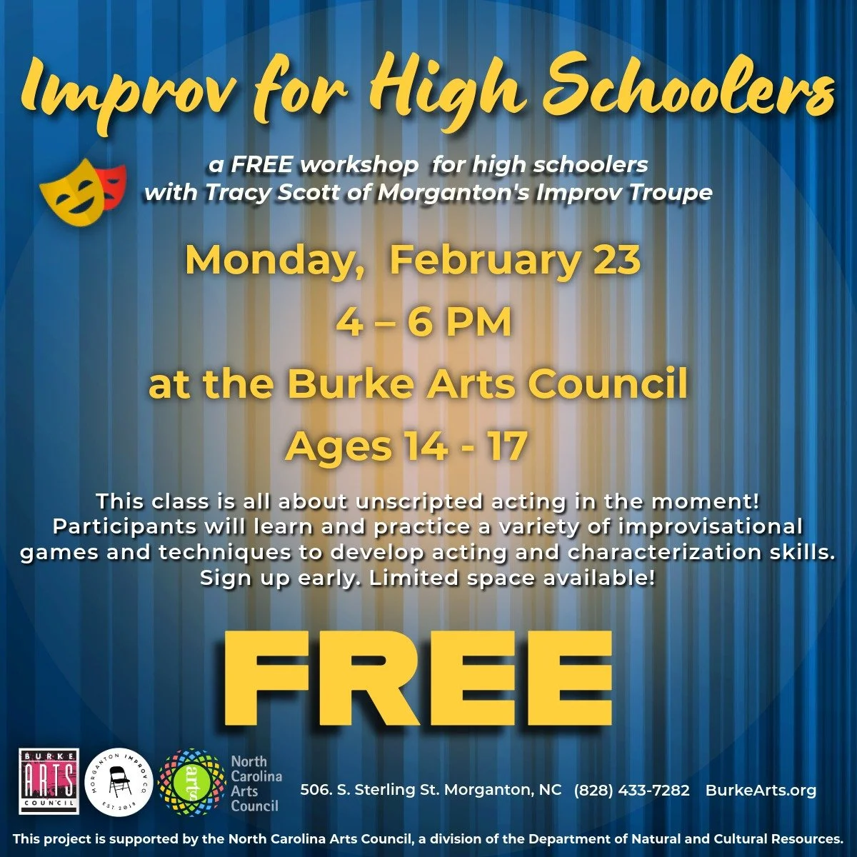 Theatrical Youth Improv for High Schoolers with Tracy Scott Ages 14 - 17 