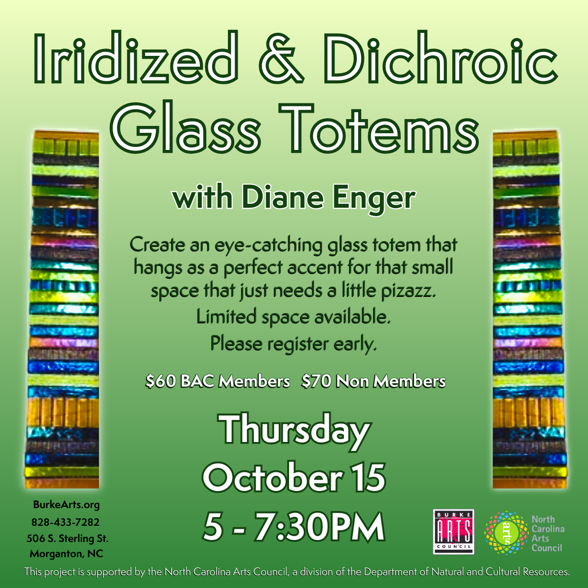 Iridized and Dichroic Glass Totem