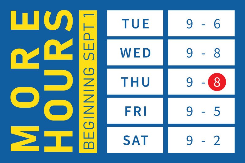 Open Thursday Evenings Beginning September 1