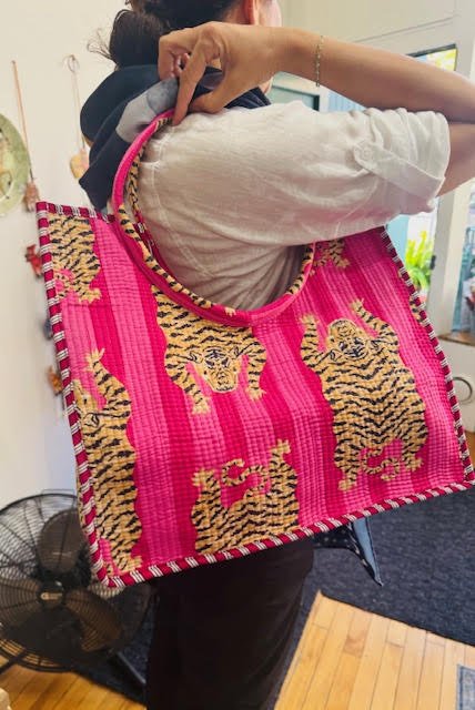 Blockprinted Top Handle Bag