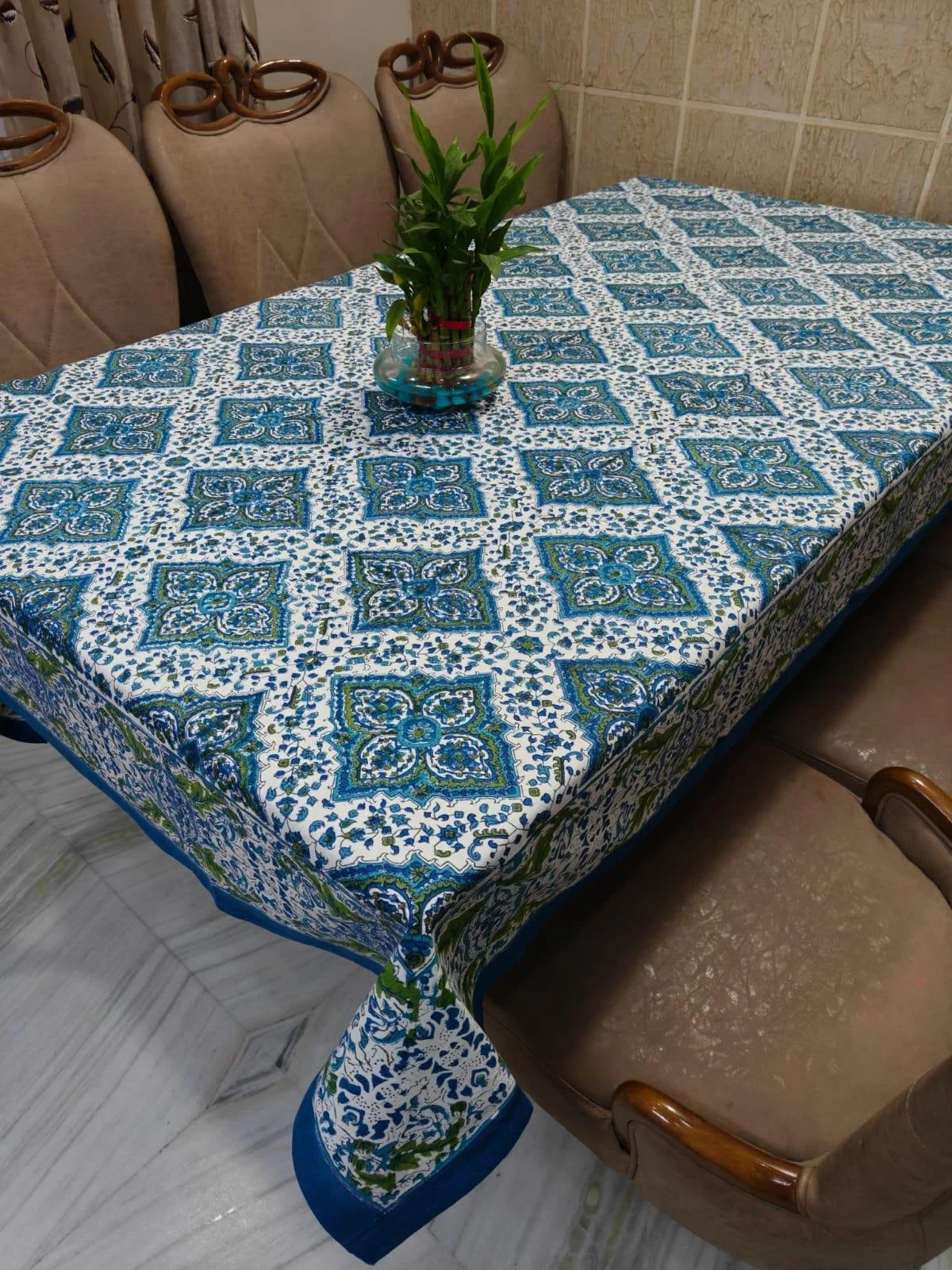 Blockprinted Table Cover for a 6 seater