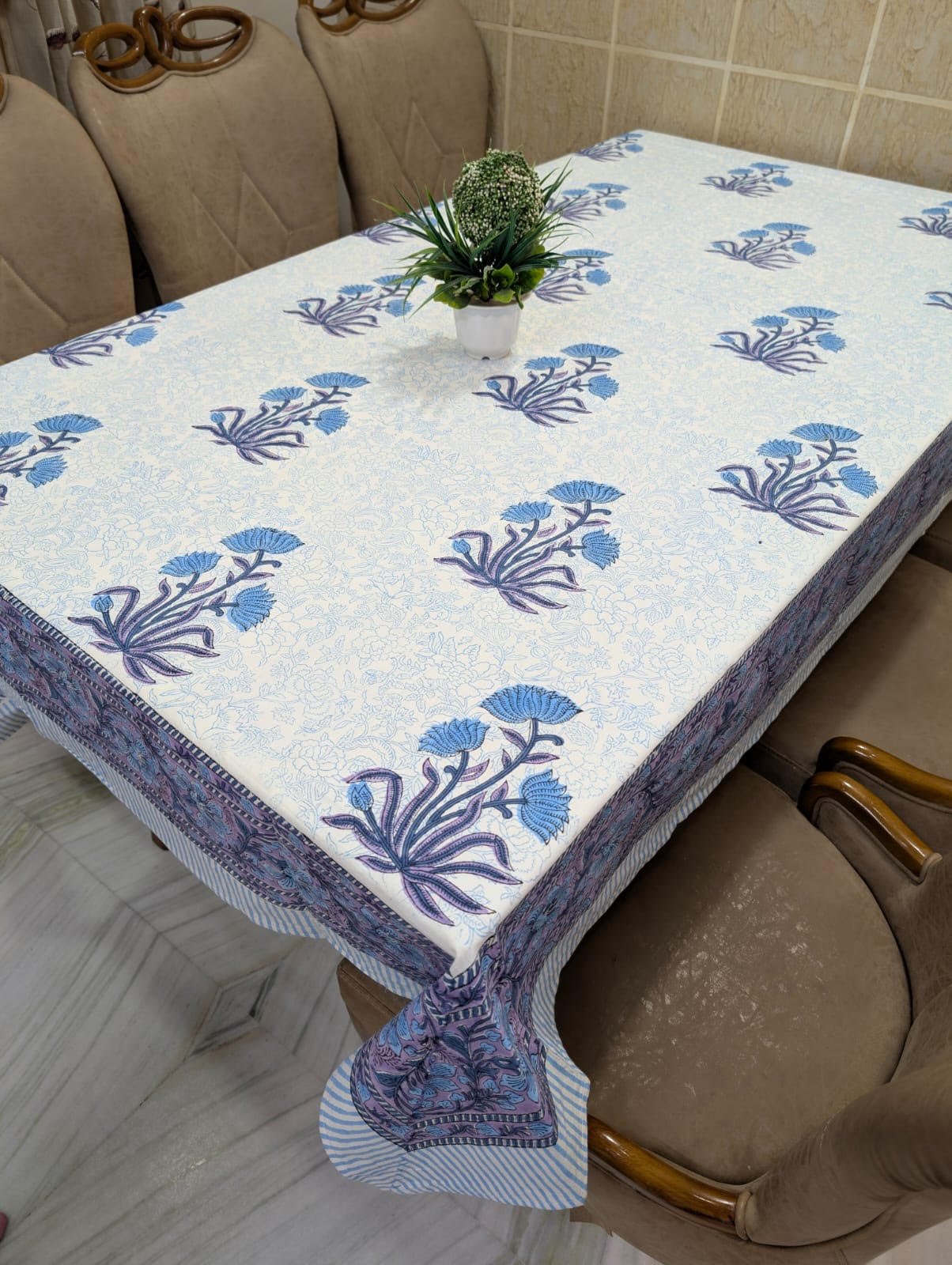 Blue Floral Table Cover
