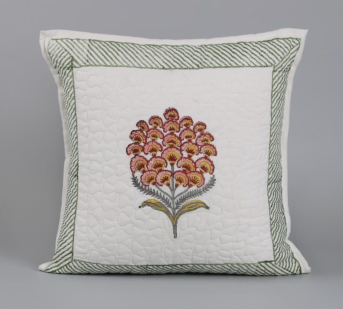 Cherry Dianthus Quilted Cushion Cover