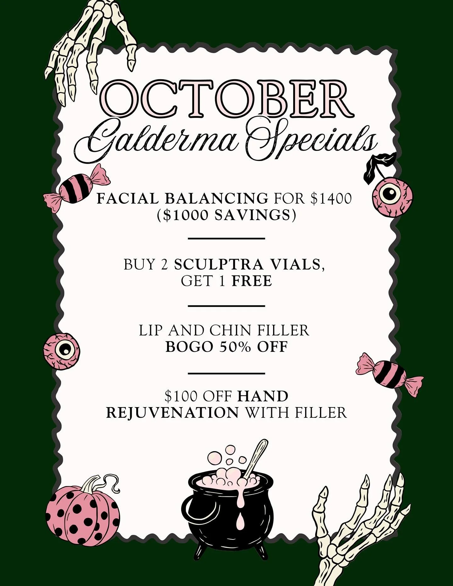 Scary good Galderma deals 🎃🍂

🍭 Book with the link in bio 
🍬 Call (855) 456-9869

#specials #sandiegodiscounts #freefiller #sandiego #sdlocal #pblocal #filler #tov #bootox #scarydeal #candy #missionbeach #trickortreat #sweetdeal #glowing #Glowtox