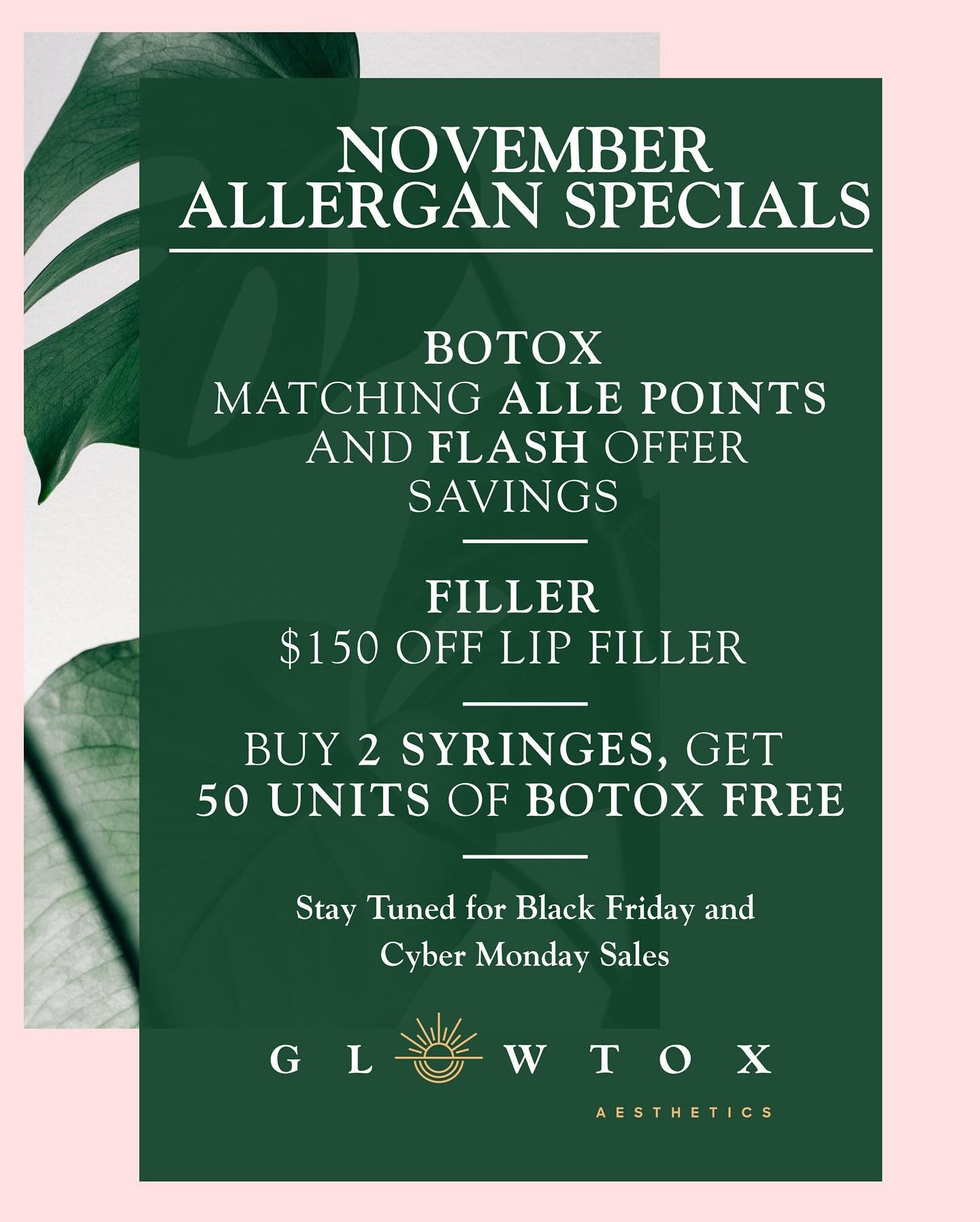 It's Holiday Season Kickoff and Botox Month! 🍁 

🍂 Book with the link in bio 
🦃 Call (855) 456-9869

#Glowtox #NovemberDeals #Thanksgiving #CyberMonday #Blackfriday #Holidays #Localbusiness #pacificbeach #sandiego #womanowned #gifts #presents