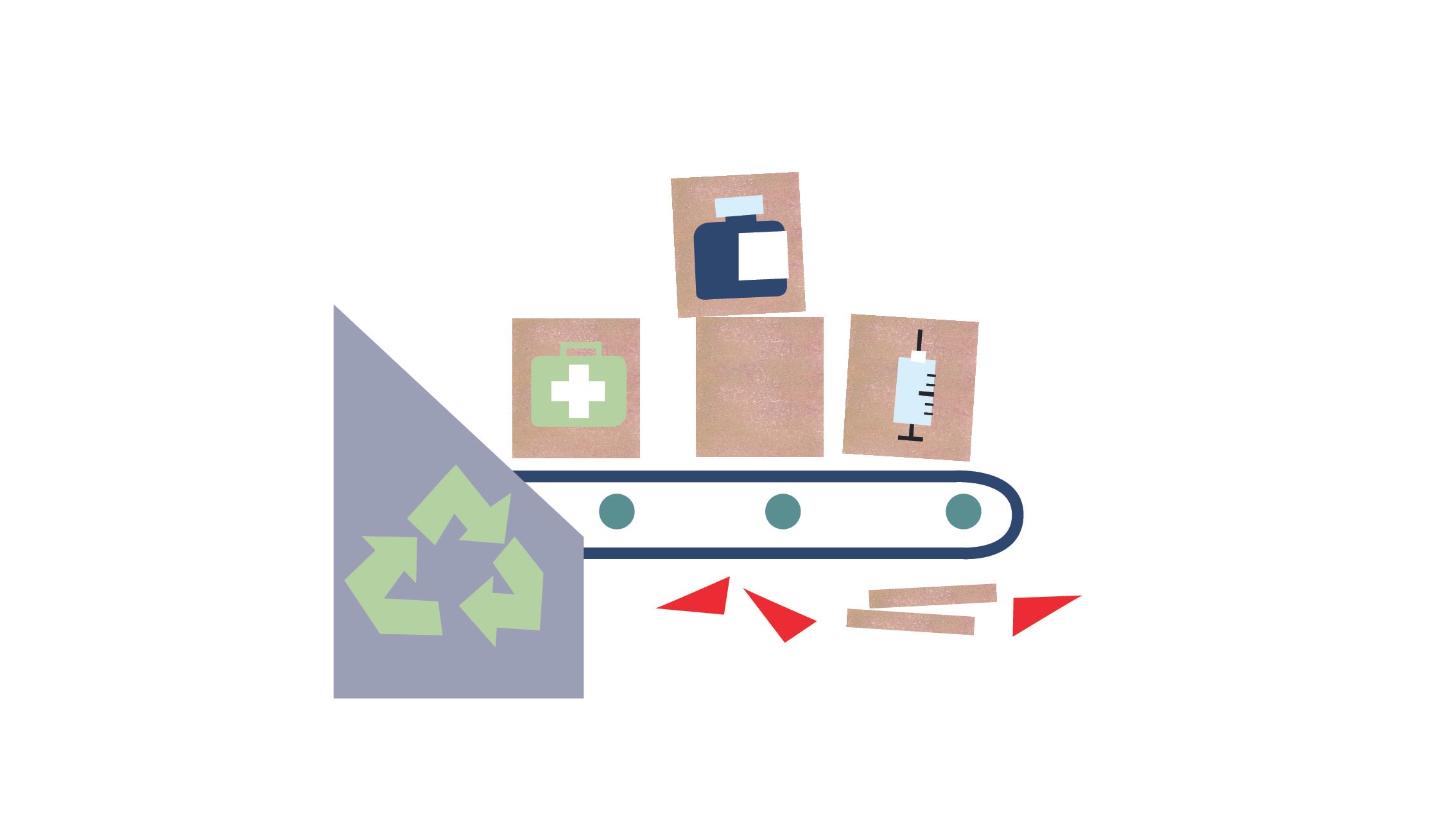 Illustration of medical waste recycling process