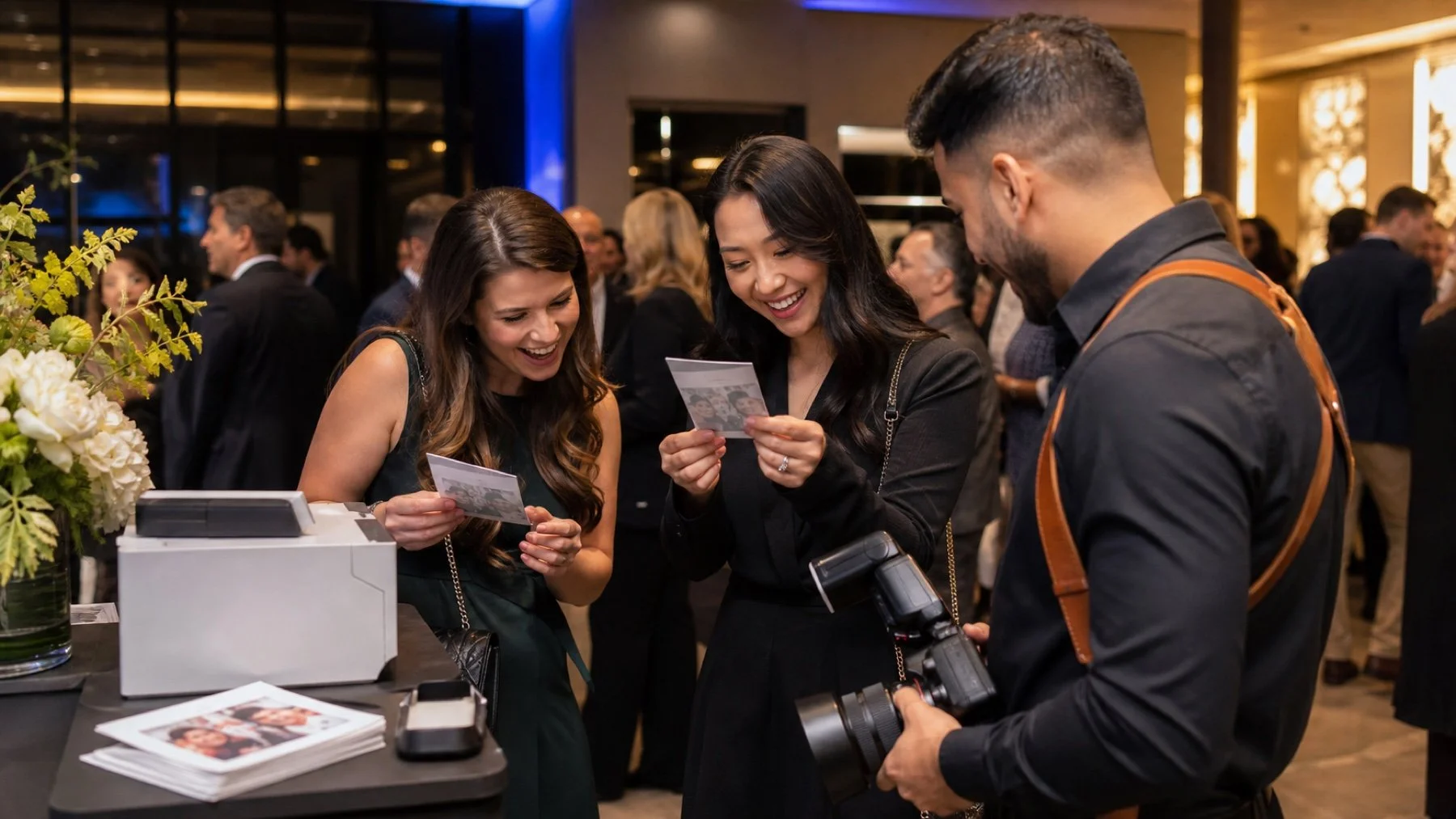 Event guests receiving branded photo prints at a Toronto activation