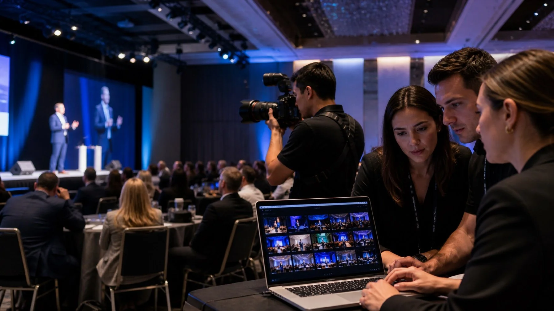 Conference photographer documenting speakers and attendees at a Toronto business event.