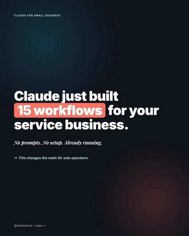 What if I told you this whole carousel and graphics were automated by clicking APPROVED. Would you believe me?

UPDATE: Claude just launched 15 automation workflows built specifically for service businesses. Not another &ldquo;use AI to write your ca