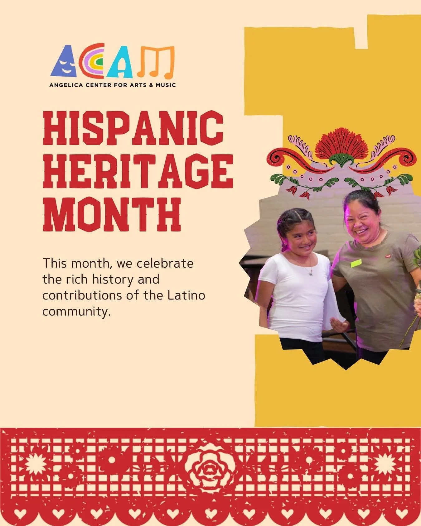 At ACAM, we take great pride in the heritage our young artists carry with them and honor the diverse traditions of our students and families. Hispanic Heritage Month is a special time to celebrate the cultural backgrounds that shape our community and